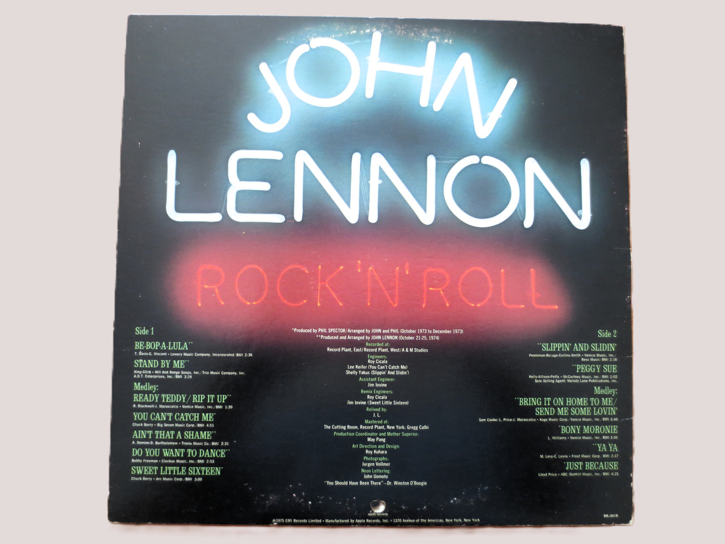 JOHN LENNON, ROCK 'N' Roll, John Lennon Record, John Lennon Album, John Lennon Vinyl, John Lennon Lp, Beatles Record, Beatles, 1975 Records
