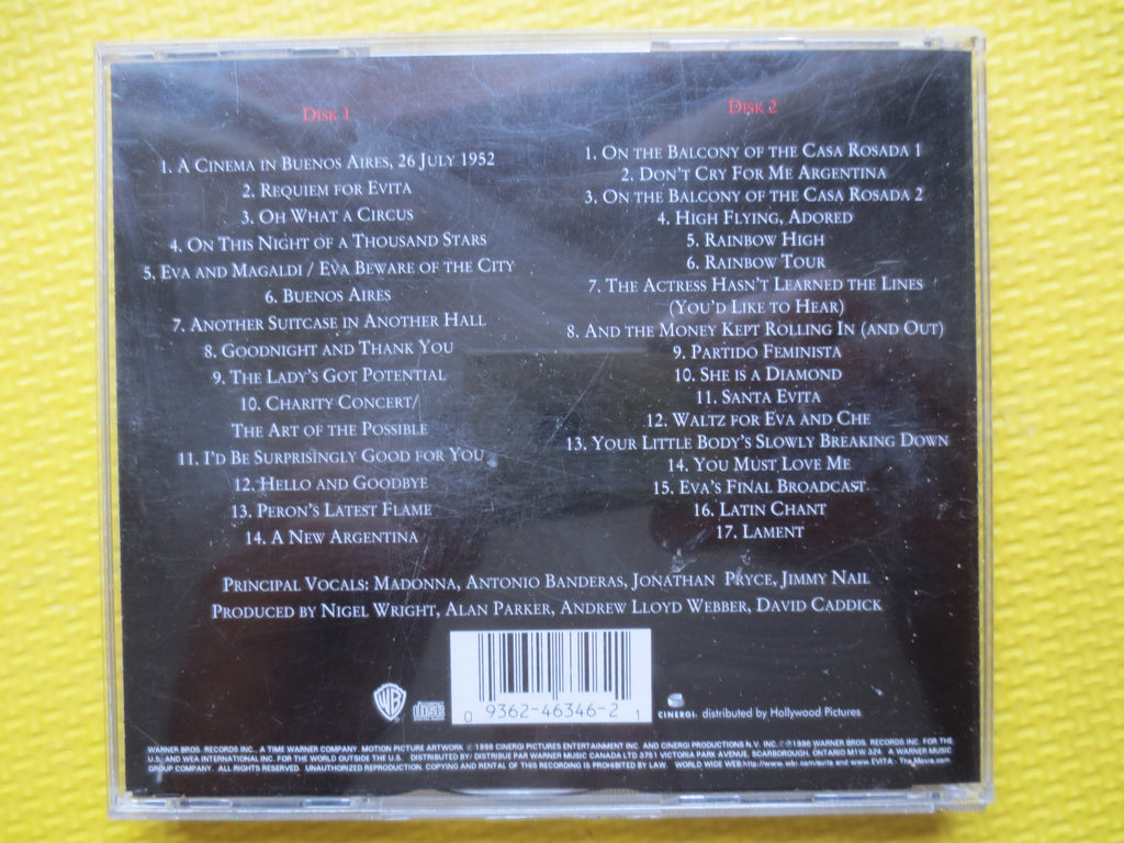 EVITA, Soundtrack, Madonna, Andrew Lloyd Webber, 1996 Compact Disc, Vintage Cd