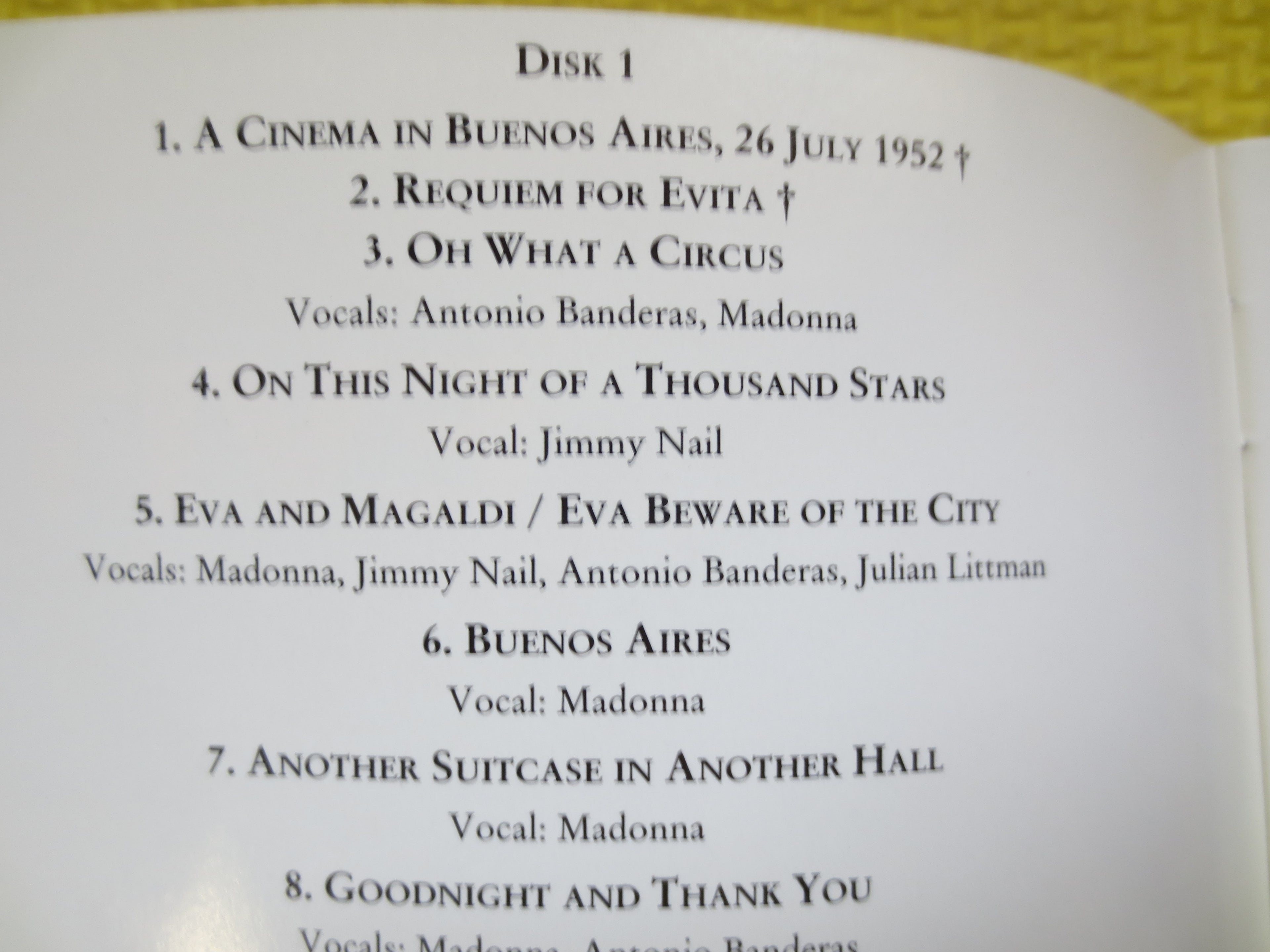 EVITA, Soundtrack, Madonna, Andrew Lloyd Webber, 1996 Compact Disc, Vintage Cd