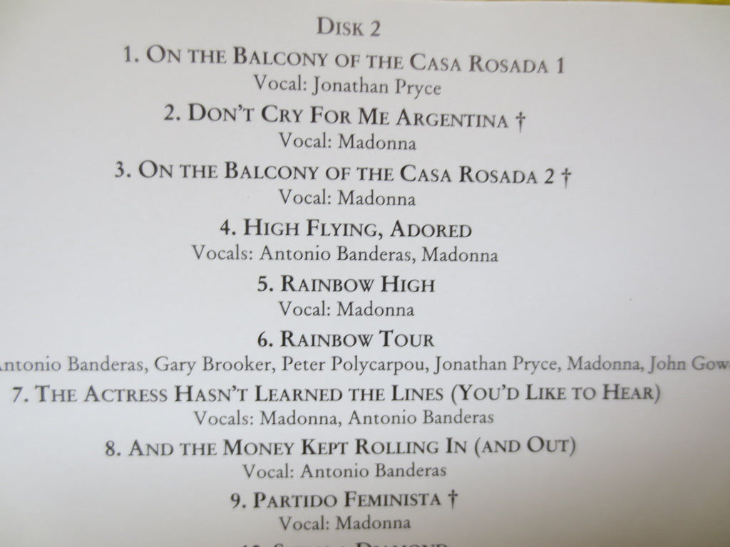 EVITA, Soundtrack, Madonna, Andrew Lloyd Webber, 1996 Compact Disc, Vintage Cd