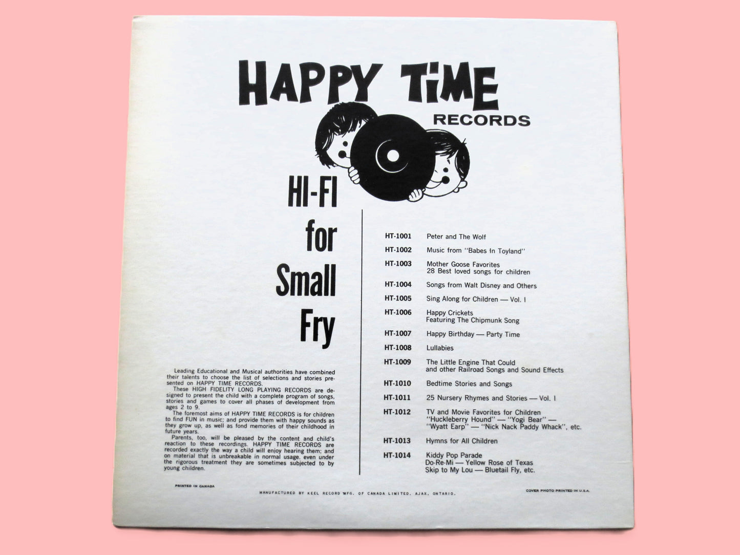 SING-A-LONG for CHILDREN, Vol. 1, Kids Record, Nursery Rhyme Album, Kids Lp, Vinyl, 1962 Records