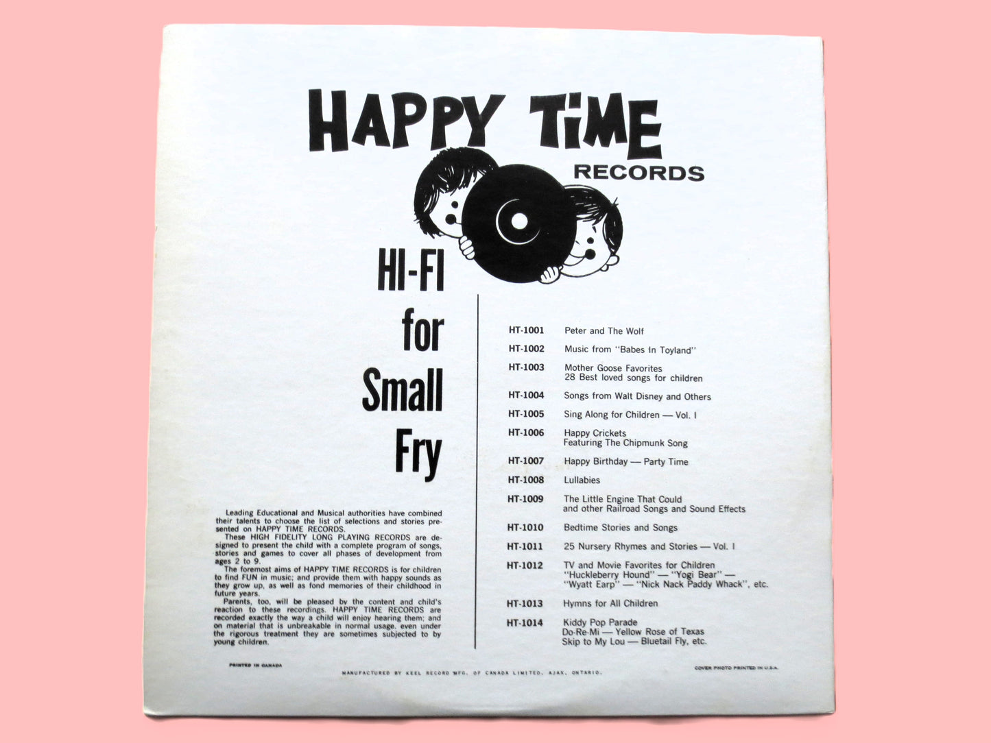 25 NURSERY RHYMES, Childrens Record, Kids Album, 1967 Records