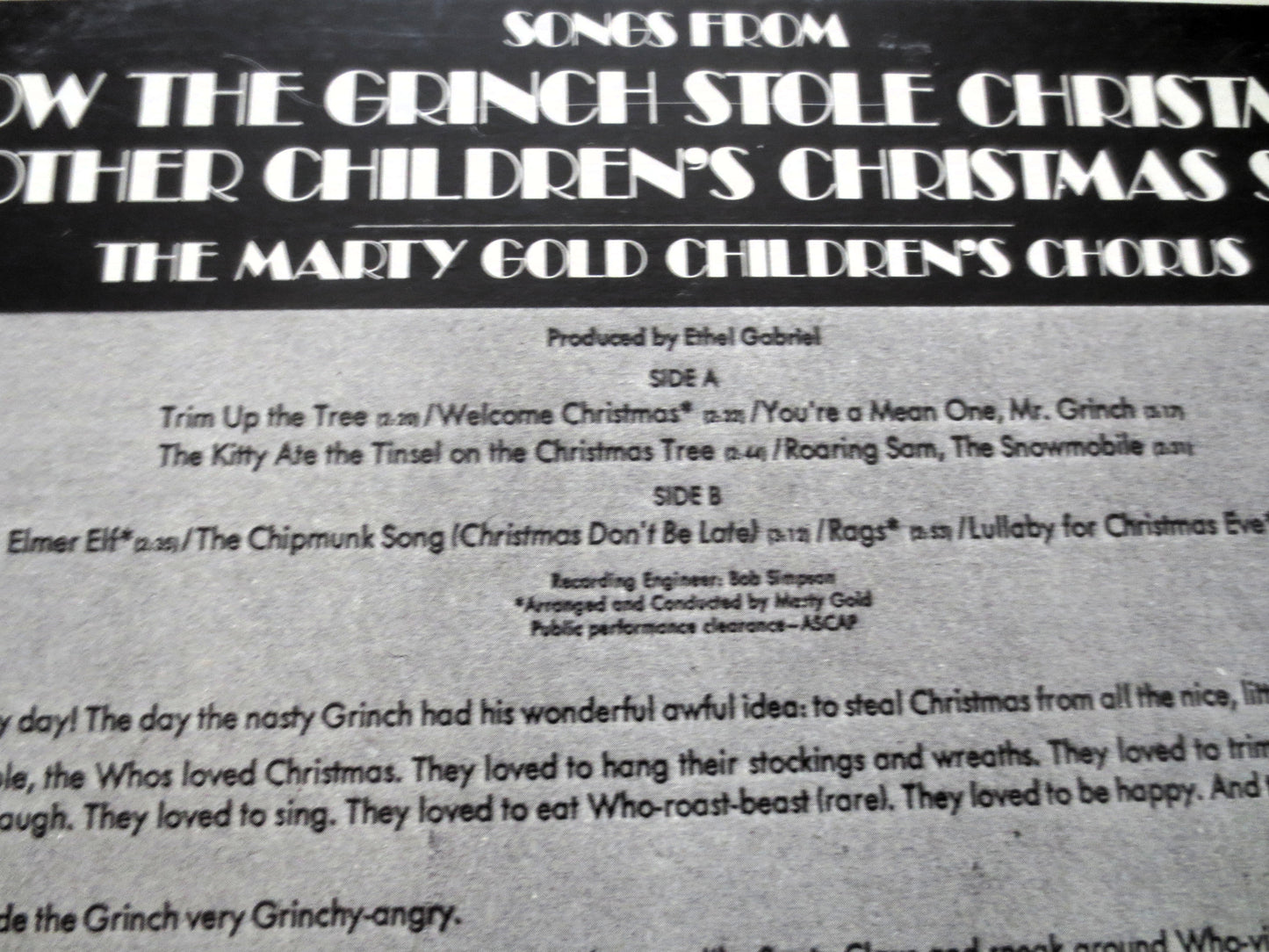 How the GRINCH Stole CHRISTMAS, CHILDRENS Record, Christmas Record, Christmas Music, Kids Christmas, Kids Christmas Music, Dr. Seuss Record