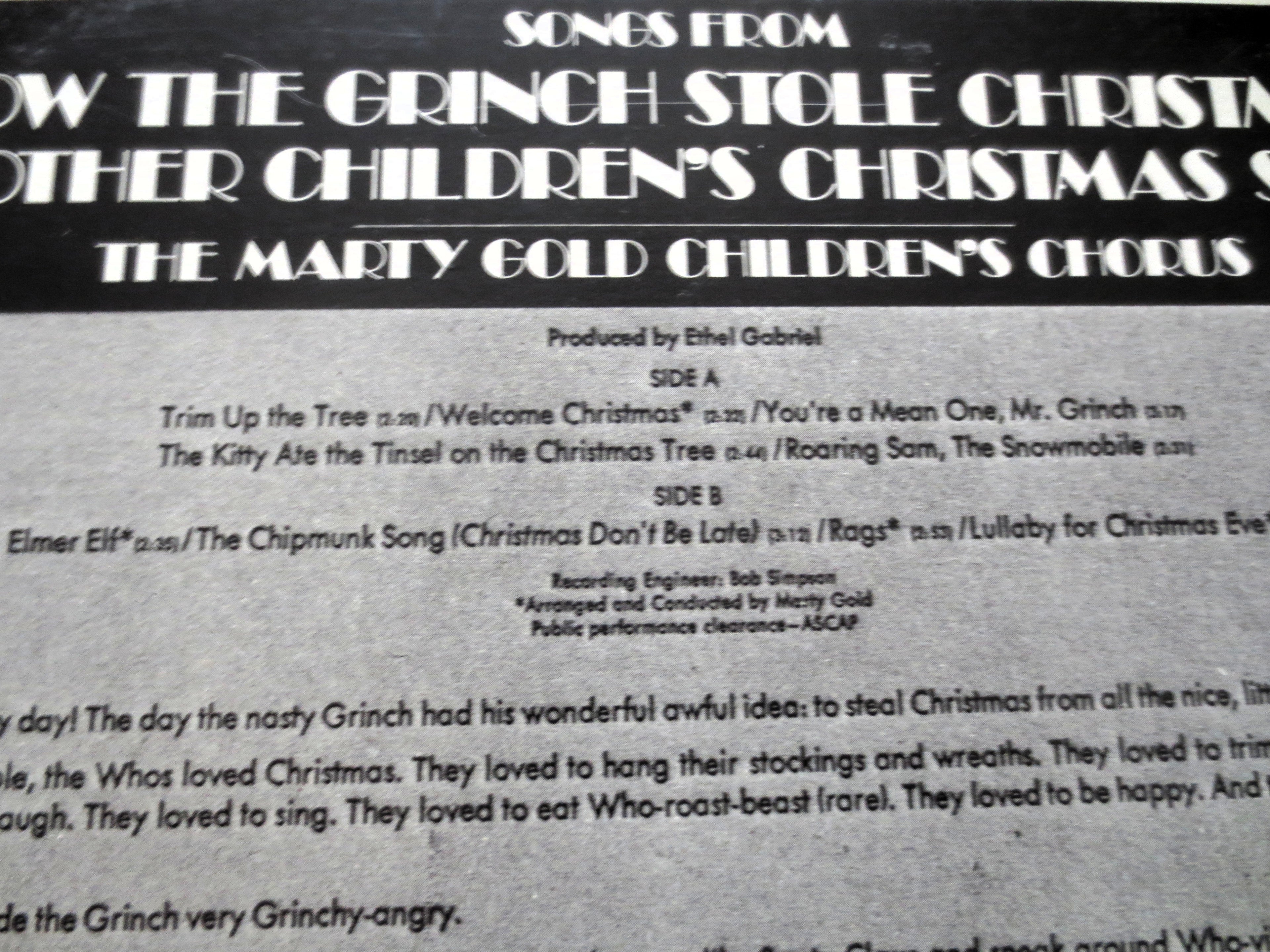 How the GRINCH Stole CHRISTMAS, CHILDRENS Record, Christmas Record, Christmas Music, Kids Christmas, Kids Christmas Music, Dr. Seuss Record