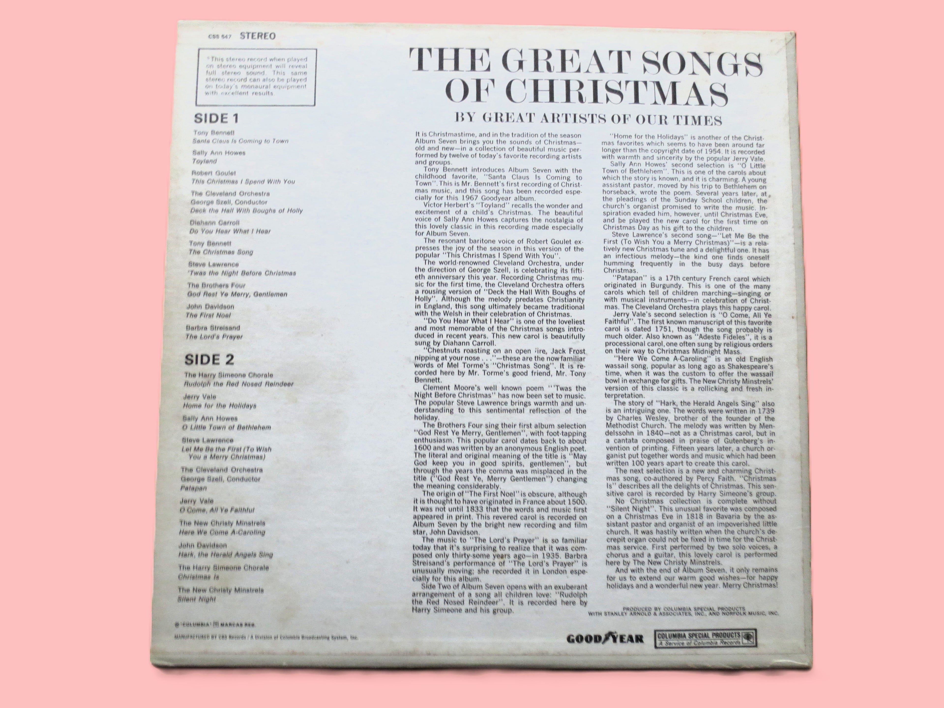 GREAT SONGS of CHRISTMAS, Album 7, Christmas Songs, Christmas Record, Christmas Vinyl, Christmas Lp, Vinyl Lp, Vintage Records, 1967 Records