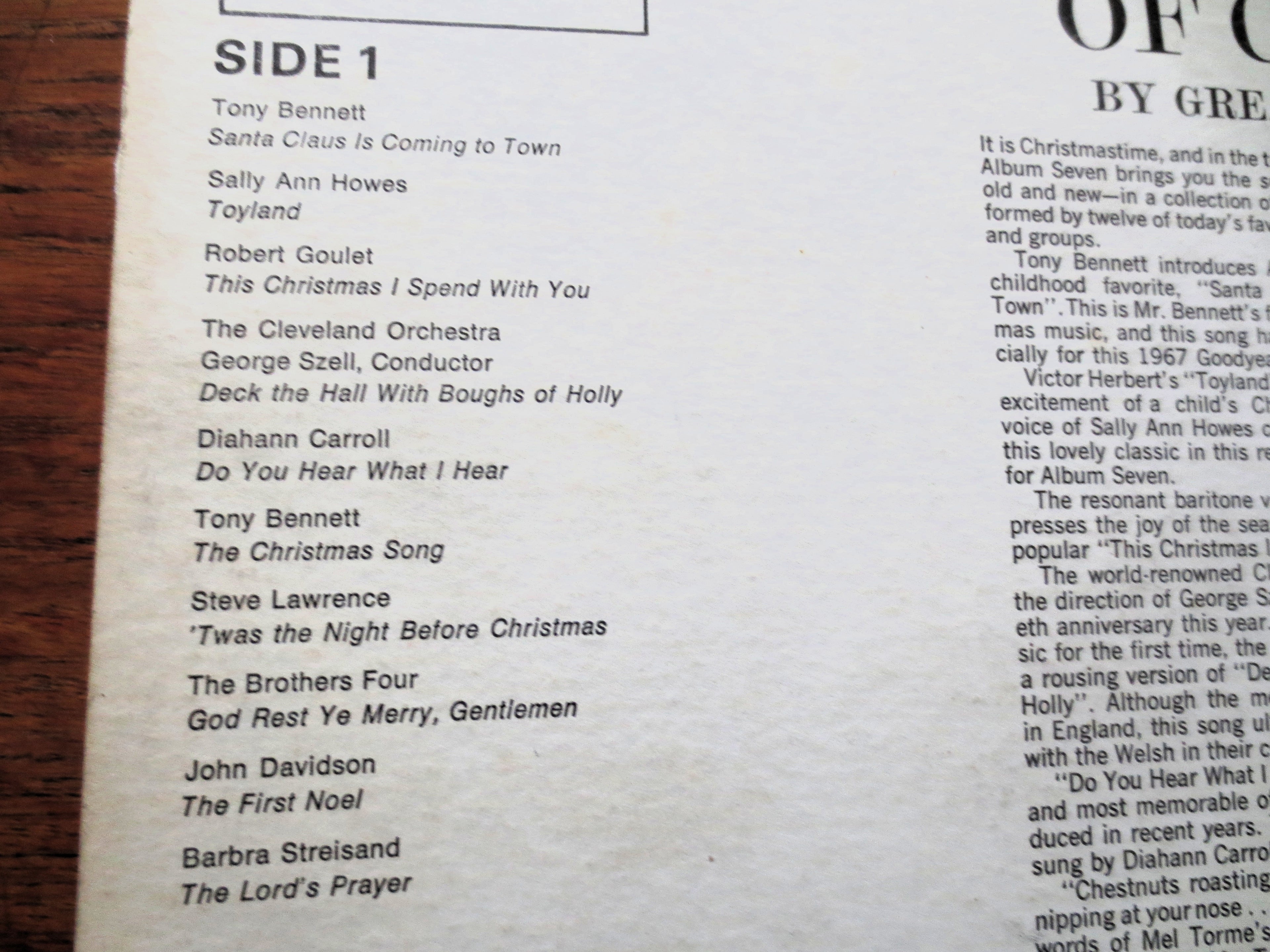 GREAT SONGS of CHRISTMAS, Album 7, Christmas Songs, Christmas Record, Christmas Vinyl, Christmas Lp, Vinyl Lp, Vintage Records, 1967 Records