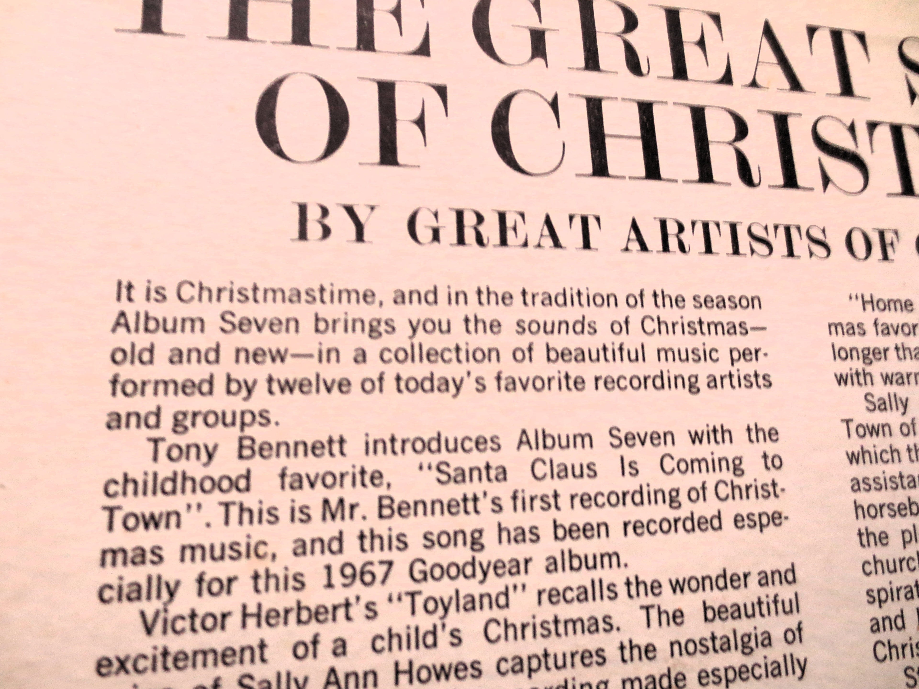 GREAT SONGS of CHRISTMAS, Album 7, Christmas Songs, Christmas Record, Christmas Vinyl, Christmas Lp, Vinyl Lp, Vintage Records, 1967 Records