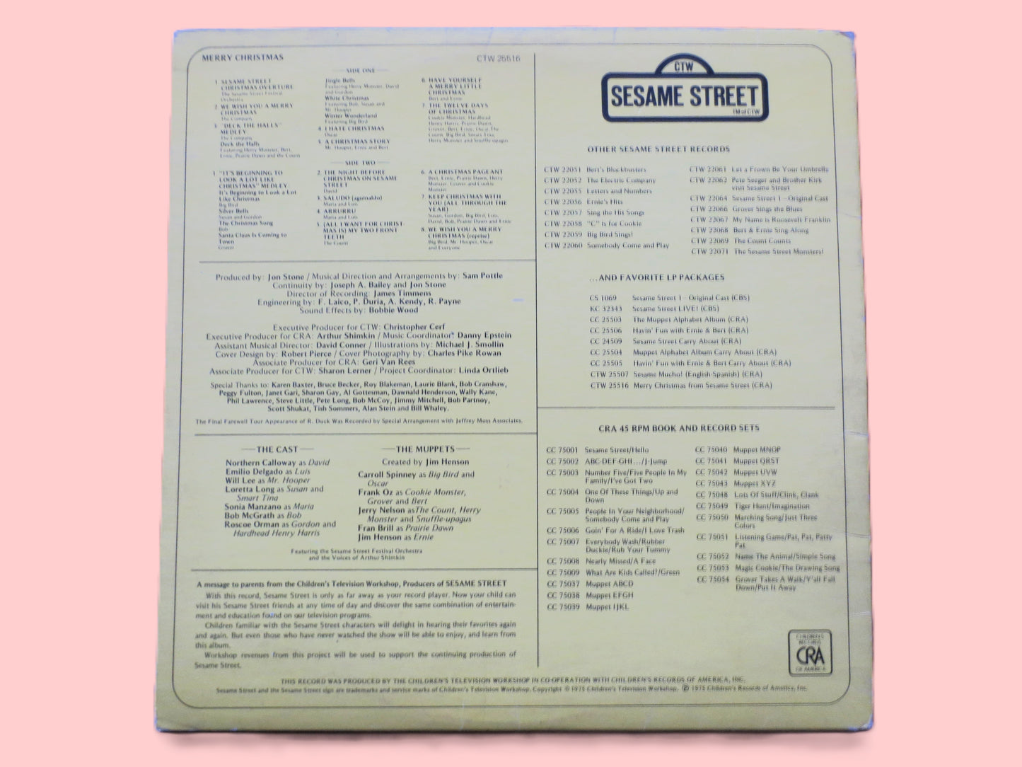 SESAME STREET, Merry CHRISTMAS, Kids Records, Sesame Street Album, Childrens Album, Vinyl, Children's Records, 1975 Records