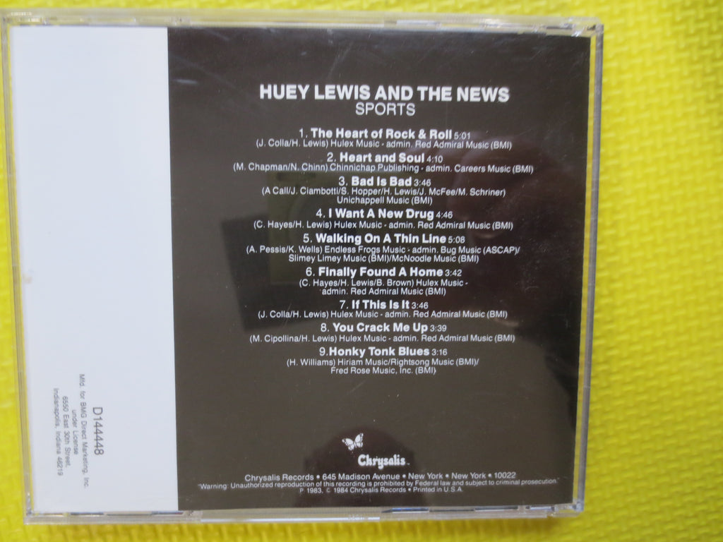 HUEY LEWIS and The News, SPORTS, 1984 Compact Disc, Vintage Cd