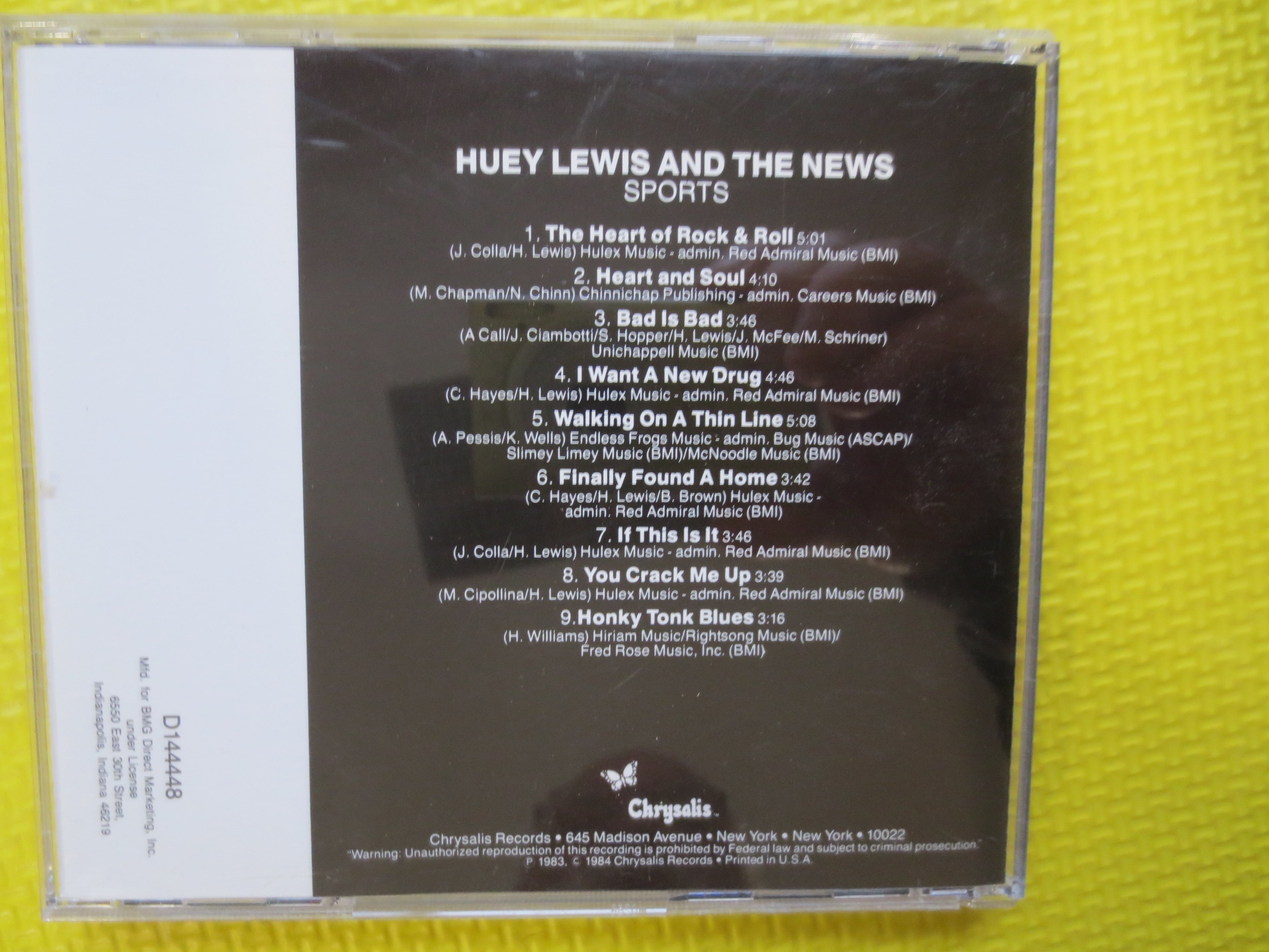 HUEY LEWIS and The News, SPORTS, 1984 Compact Disc, Vintage Cd