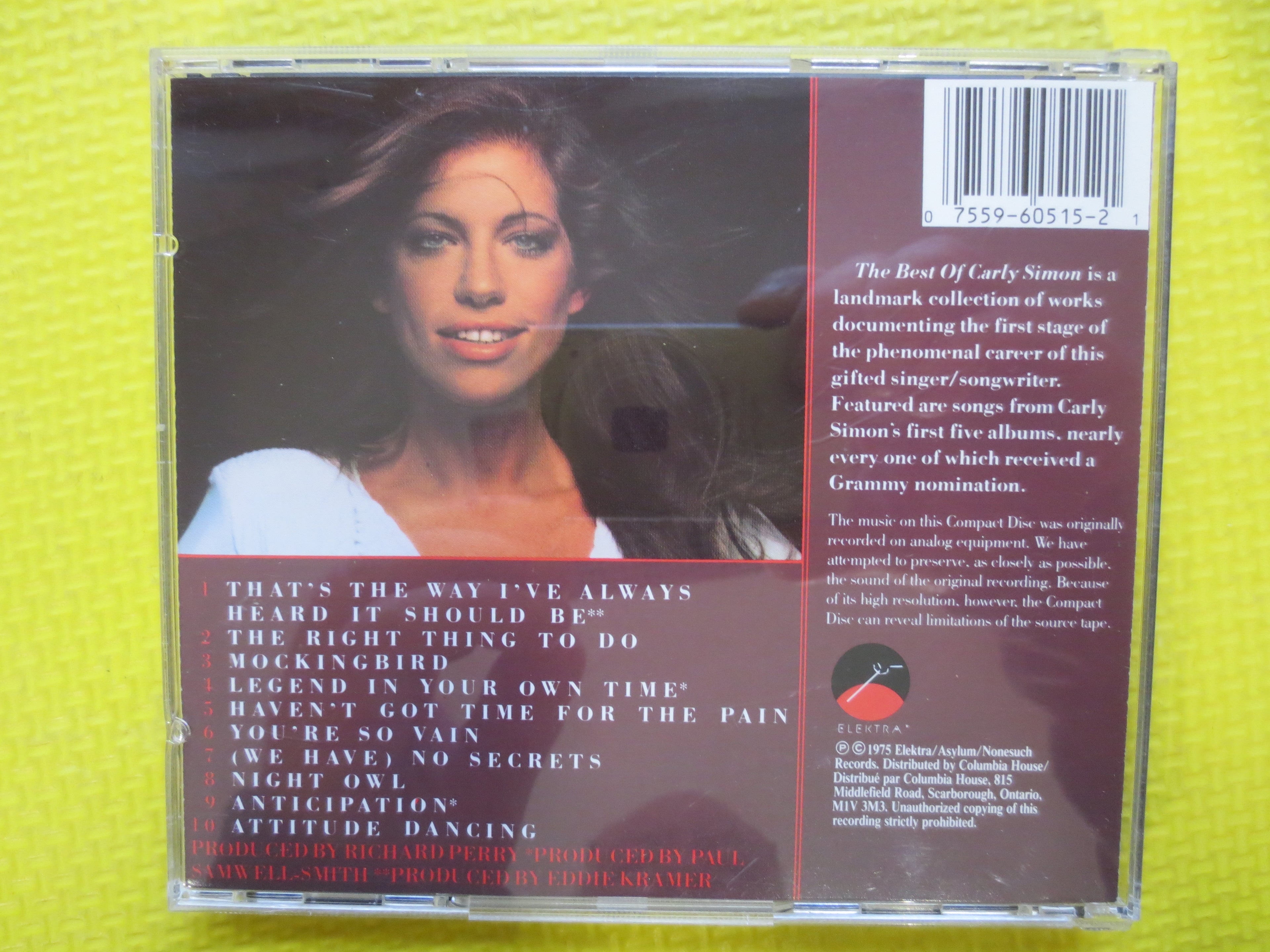 CARLY SIMON, BEST of Cd, Pop Music, 1985 Compact Disc, Vintage Cd