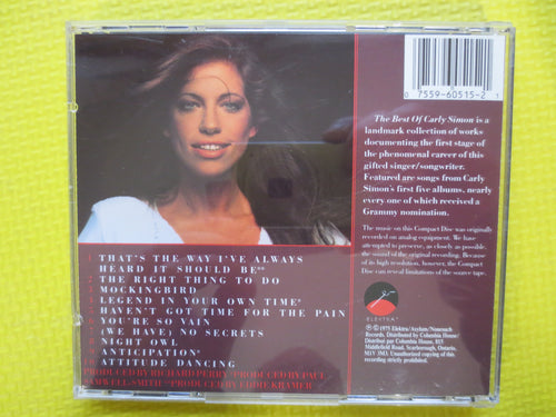 CARLY SIMON, BEST of Cd, Pop Music, 1985 Compact Disc, Vintage Cd