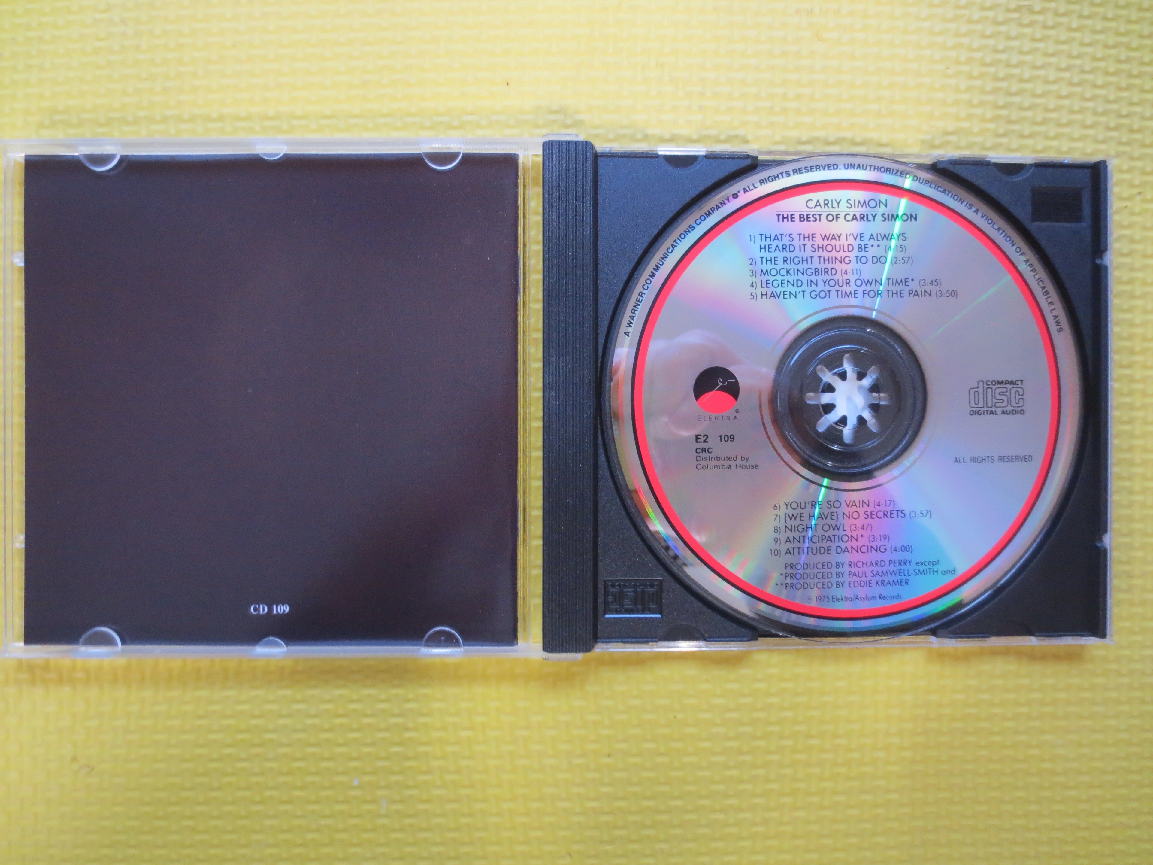 CARLY SIMON, BEST of Cd, Pop Music, 1985 Compact Disc, Vintage Cd