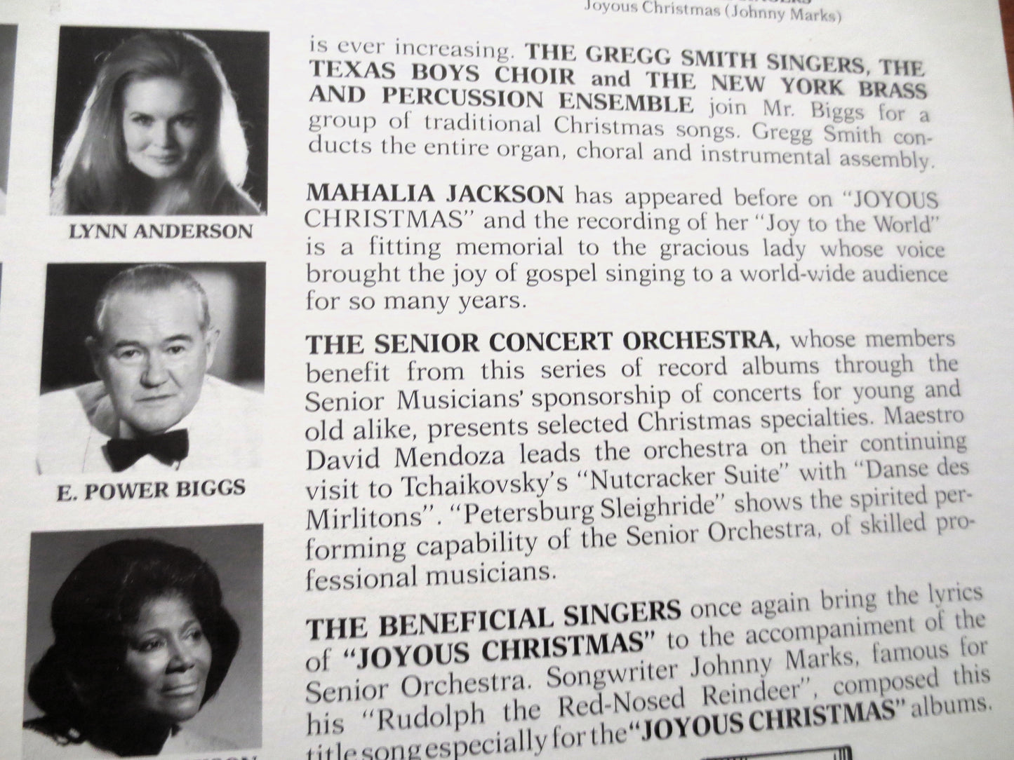 JOYOUS CHRISTMAS, featuring DORIS Day, Danny Kaye, Bing Crosby, Cary Grant Record, Christmas Music