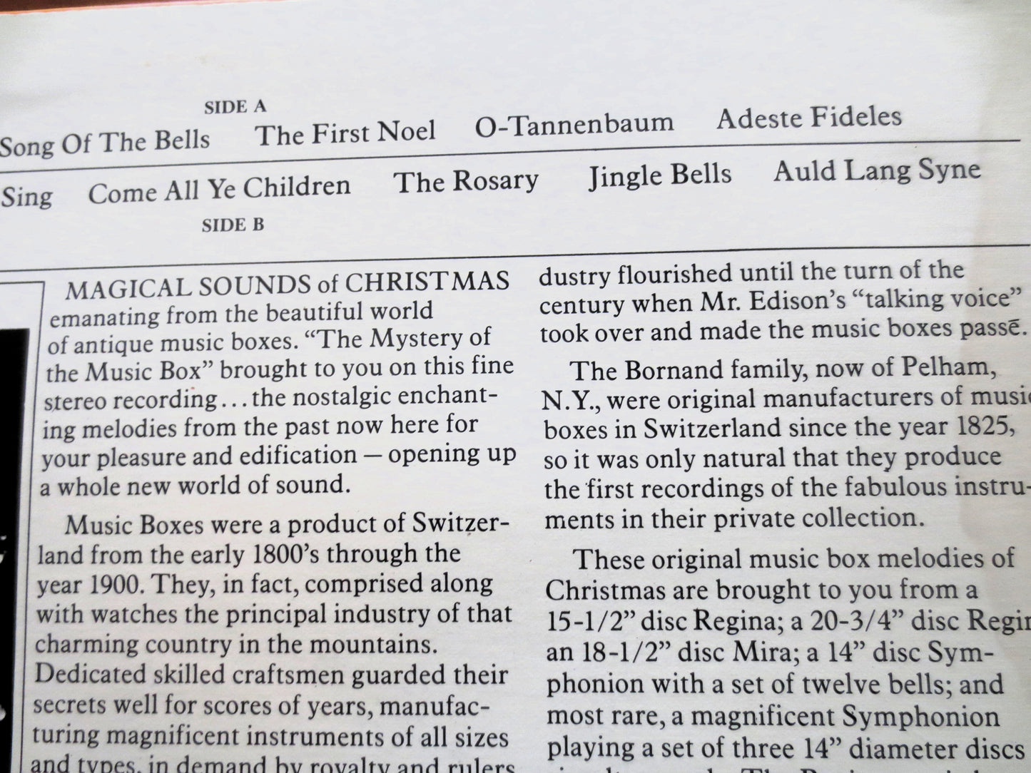 MUSIC BOX CHRISTMAS Melodies, Christmas Songs, 1967 Recording