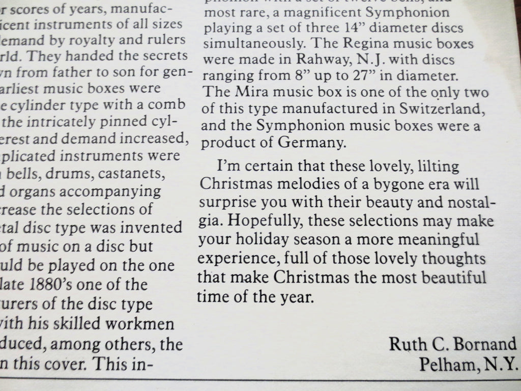 MUSIC BOX CHRISTMAS Melodies, Christmas Songs, 1967 Recording