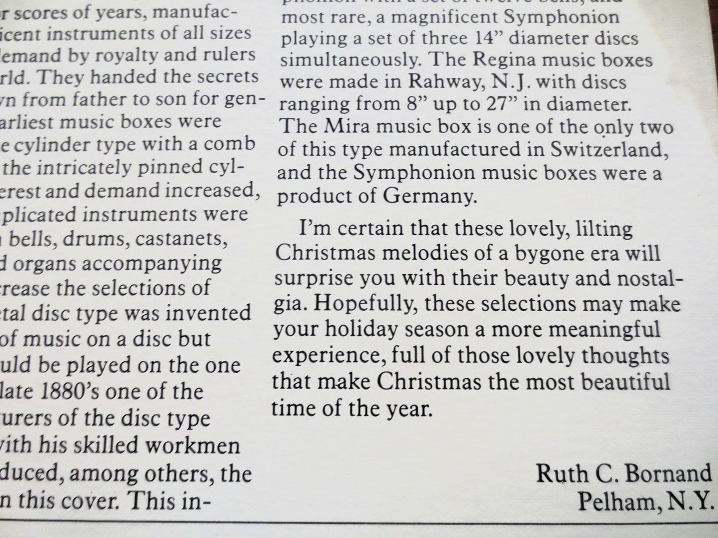 MUSIC BOX CHRISTMAS Melodies, Christmas Songs, 1967 Recording