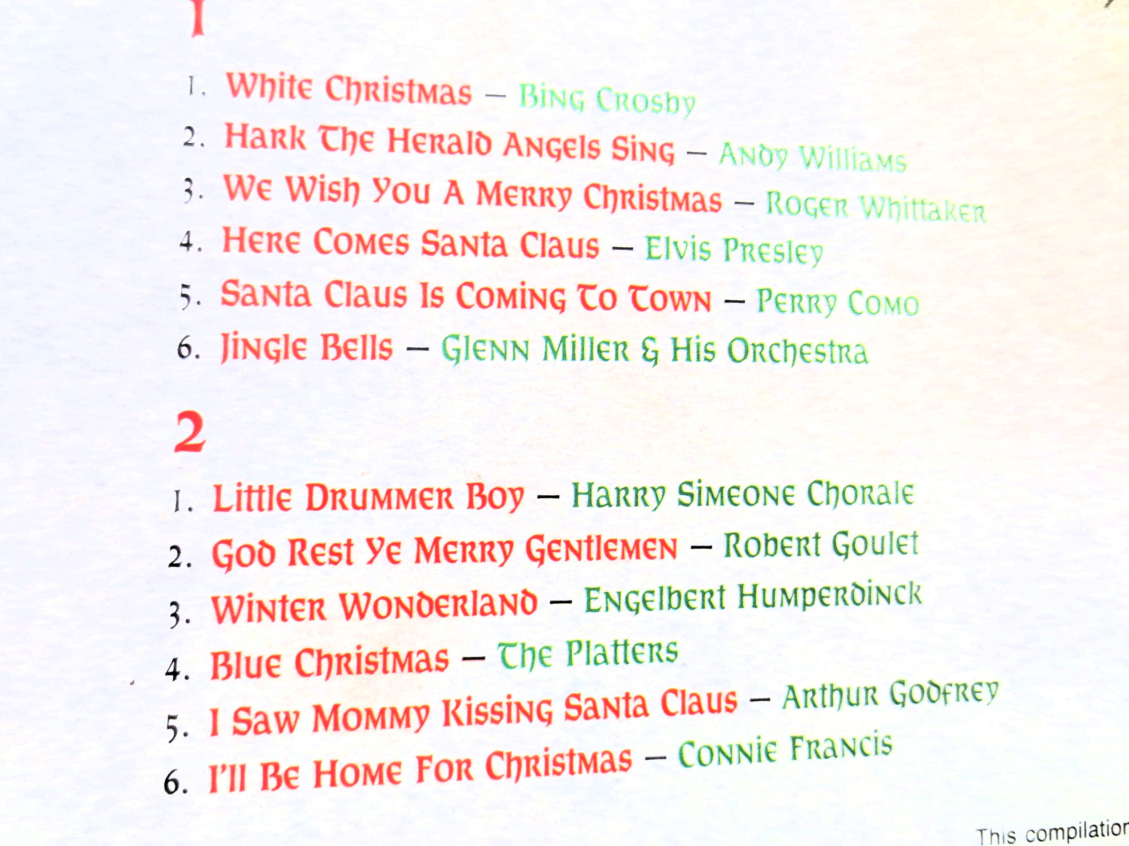 CHRISTMAS FAVORITES, 2 Disc Set, 1988 Recording, Bing Crosby Lp, Burl Ives Vinyl, White Christmas