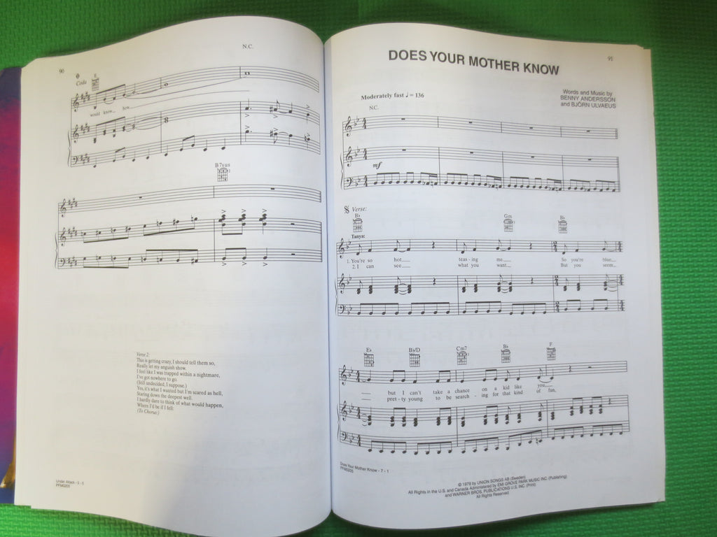 Mamma Mia – ABBA Sheet Music Book (Piano/Vocal)
