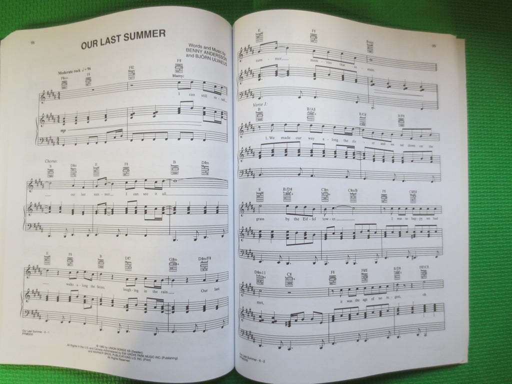 Mamma Mia – ABBA Sheet Music Book (Piano/Vocal)