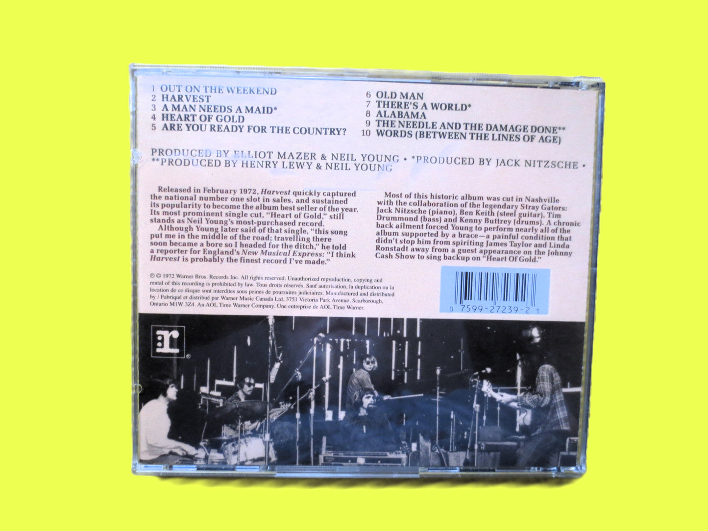 NEIL YOUNG, HARVEST, 1990 Compact Disc, Classic Rock Album, Vintage Cd