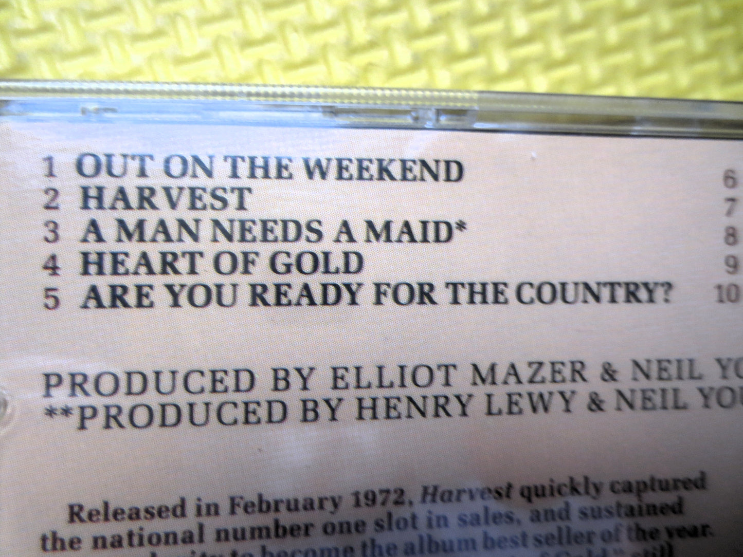 NEIL YOUNG, HARVEST, 1990 Compact Disc, Classic Rock Album, Vintage Cd