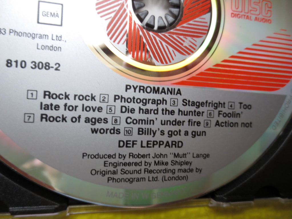 DEF LEPPARD, PYROMANIA, Rock Album, 1983 Compact Disc, Vintage Cd