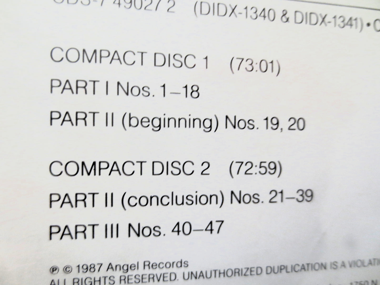 Handel MESSIAH, 2 Discs, CHRISTMAS Music, MESSIAH Cd, 1987 Compact Disc