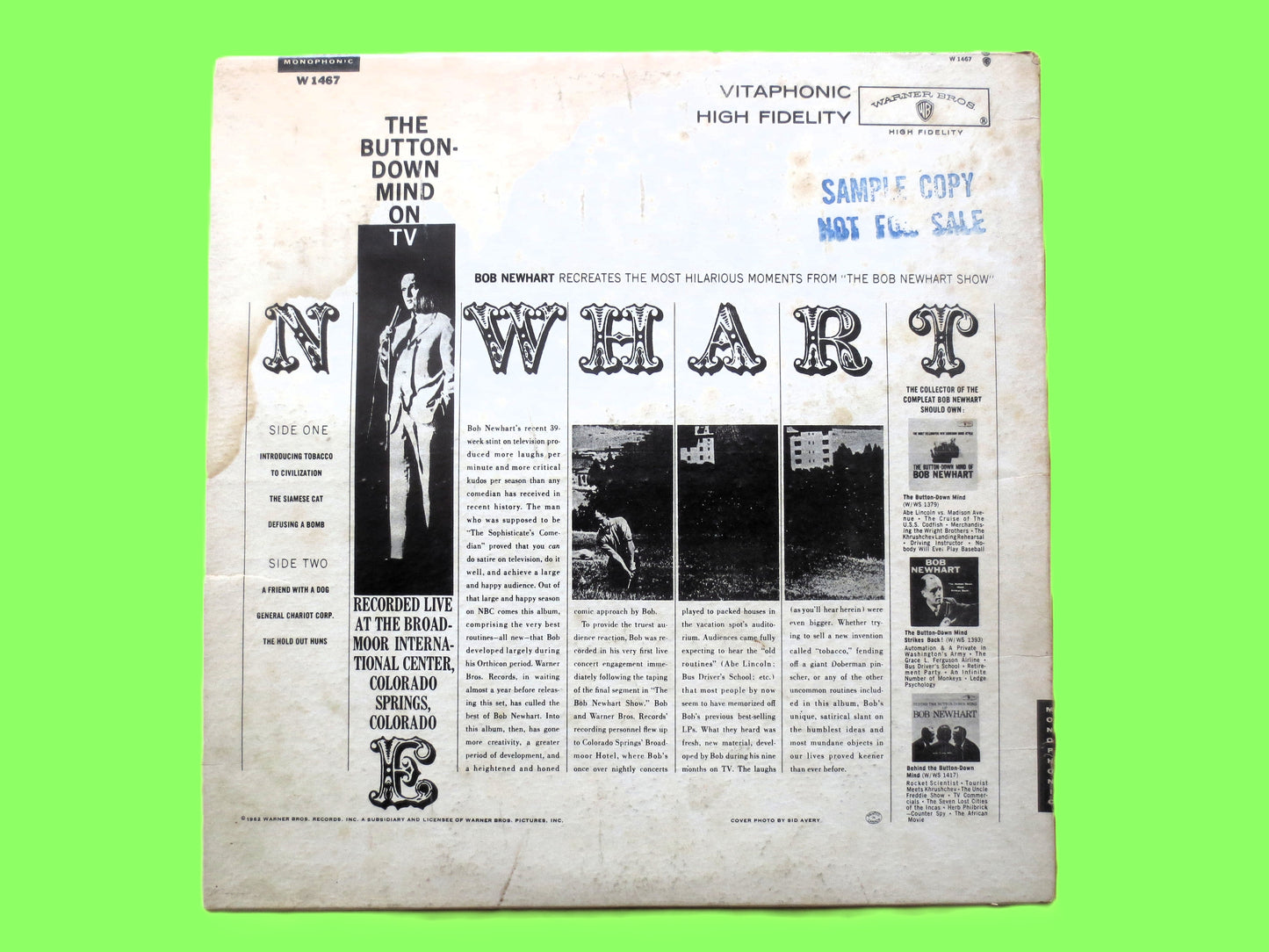 BOB NEWHART, The Buttoned-Down Mind on TV, Comedy Album, 1962 Records, Vinyl Lp