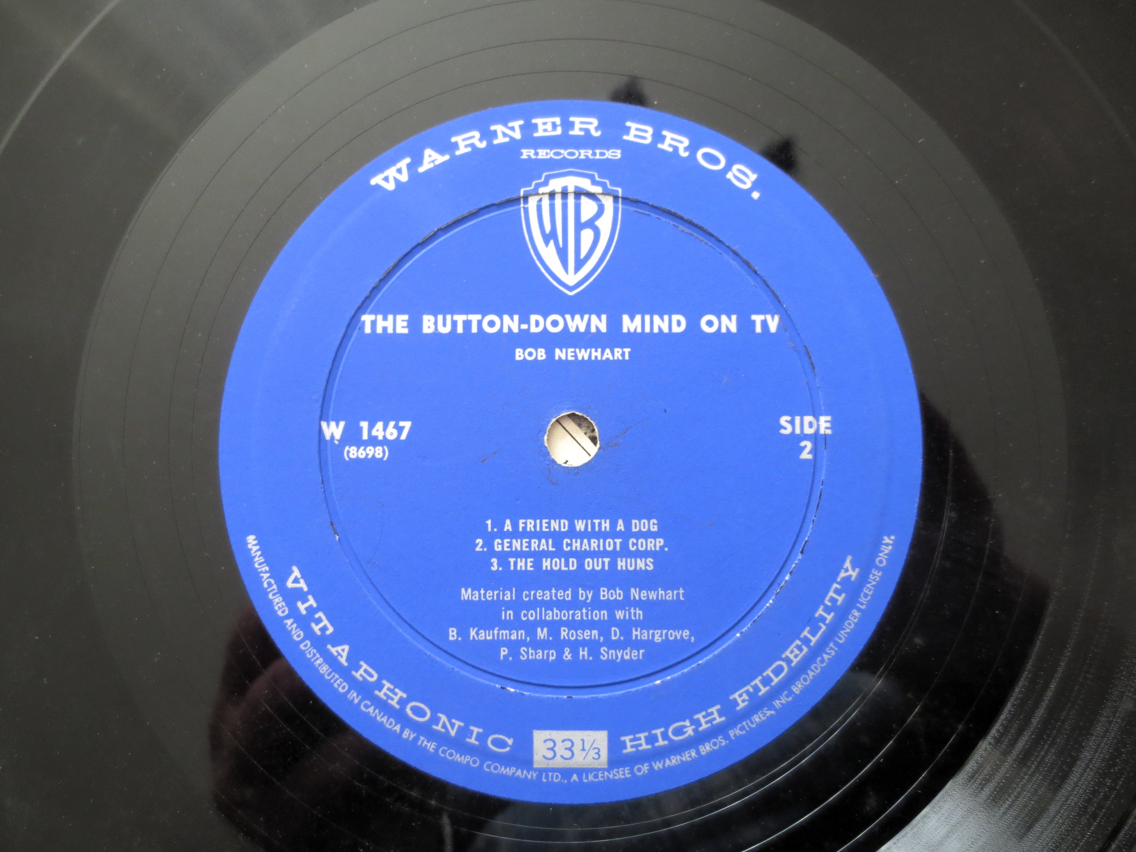 BOB NEWHART, The Buttoned-Down Mind on TV, Comedy Album, 1962 Records, Vinyl Lp
