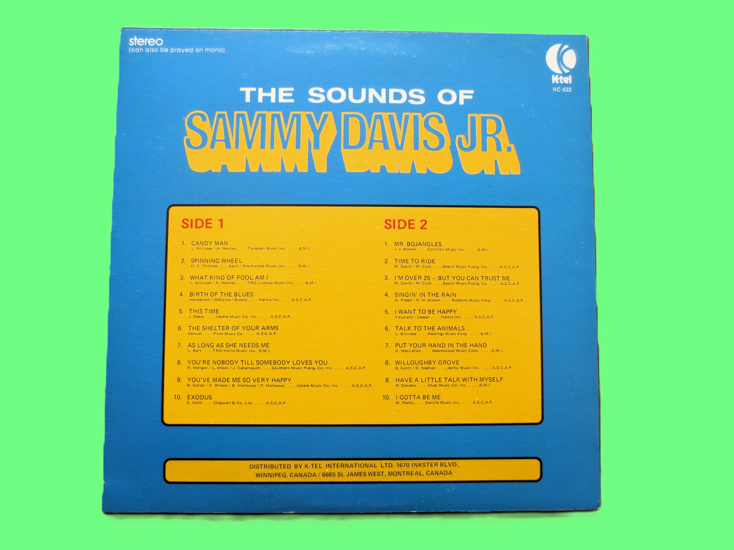 SAMMY DAVIS Jr., The SOUNDS of Sammy, 1972 K-Tel Records, Jazz Lp, Vinyl Record