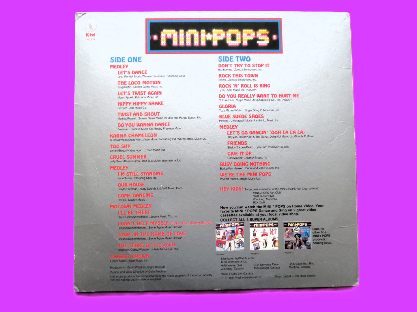 MINI-POPS, Let's DANCE Vol. 3, 1985 K-Tel Records, Kids Lp, Children's Album, 002