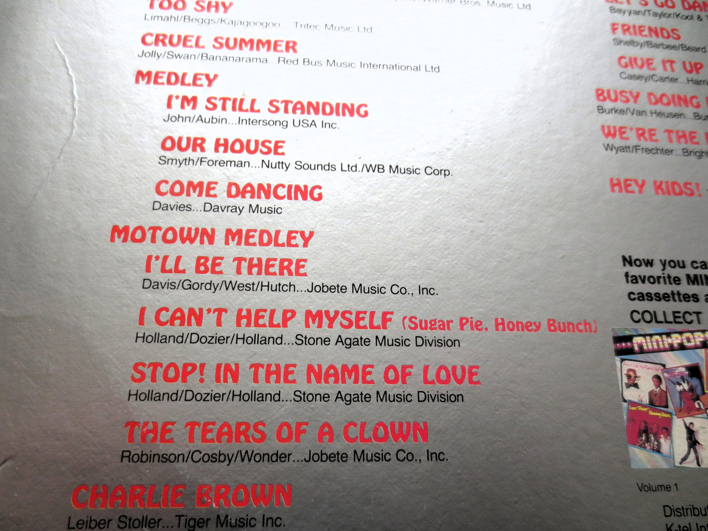 MINI-POPS, Let's DANCE Vol. 3, 1985 K-Tel Records, Kids Lp, Children's Album, 002