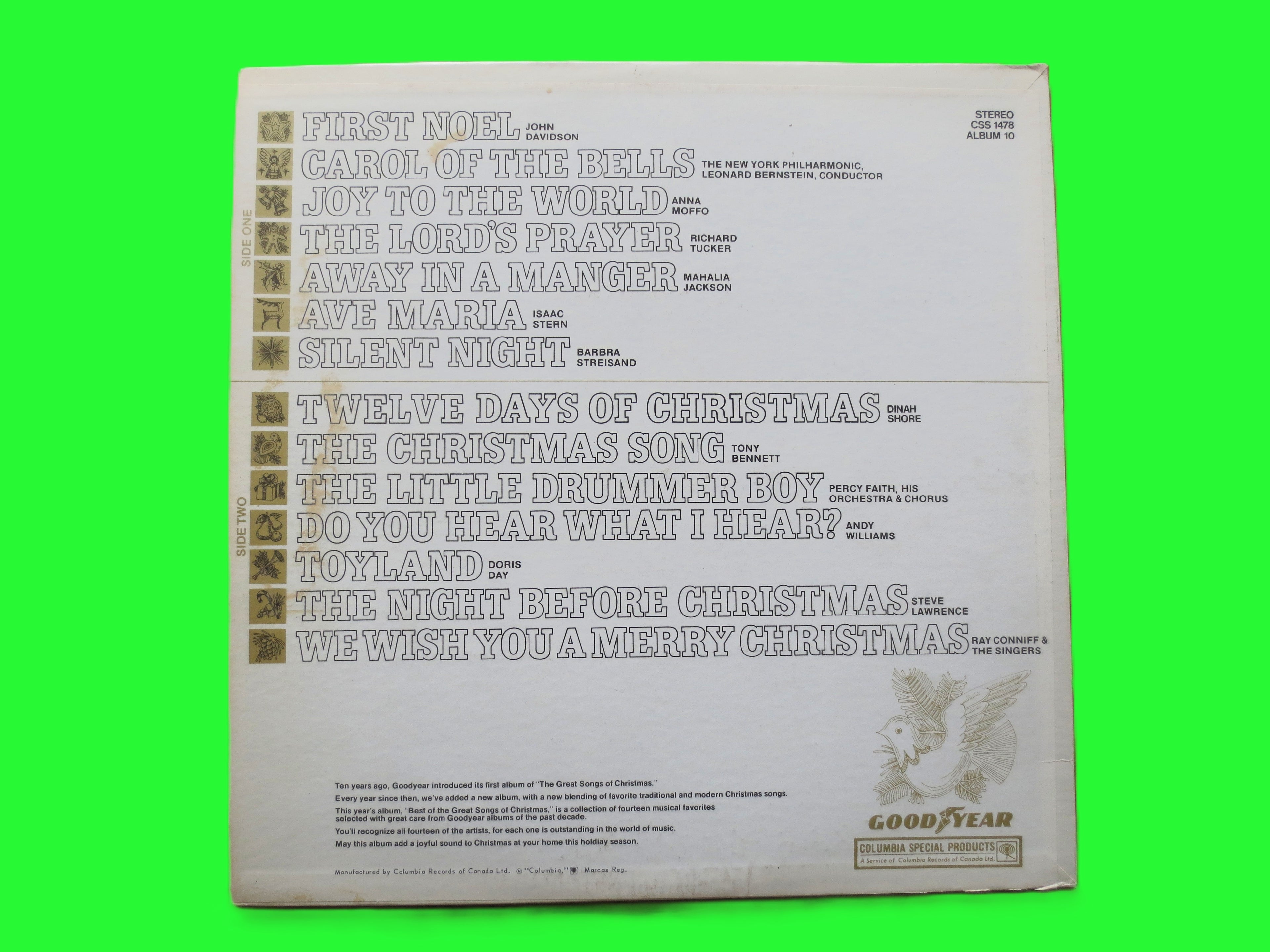 GREAT SONGS of CHRISTMAS, Album 10, 1970 Records, Vintage Vinyl, Christmas Lp
