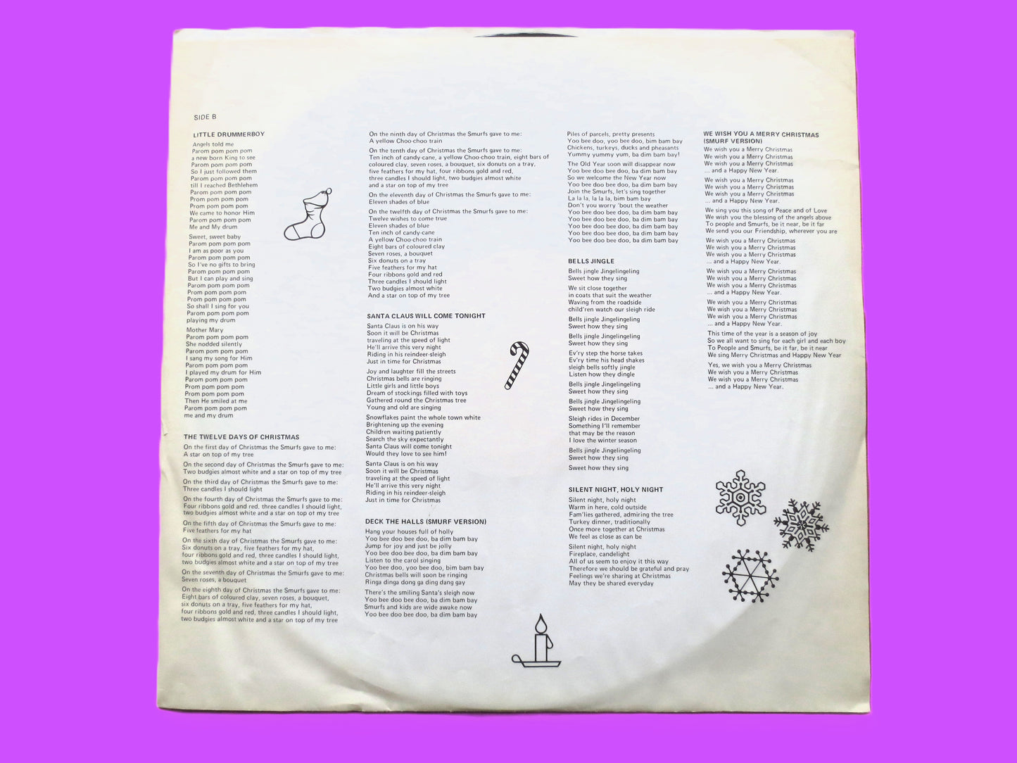 The SMURFS, MERRY CHRISTMAS, Vinyl Record, 1983 Kids Lp, Smurfs Album