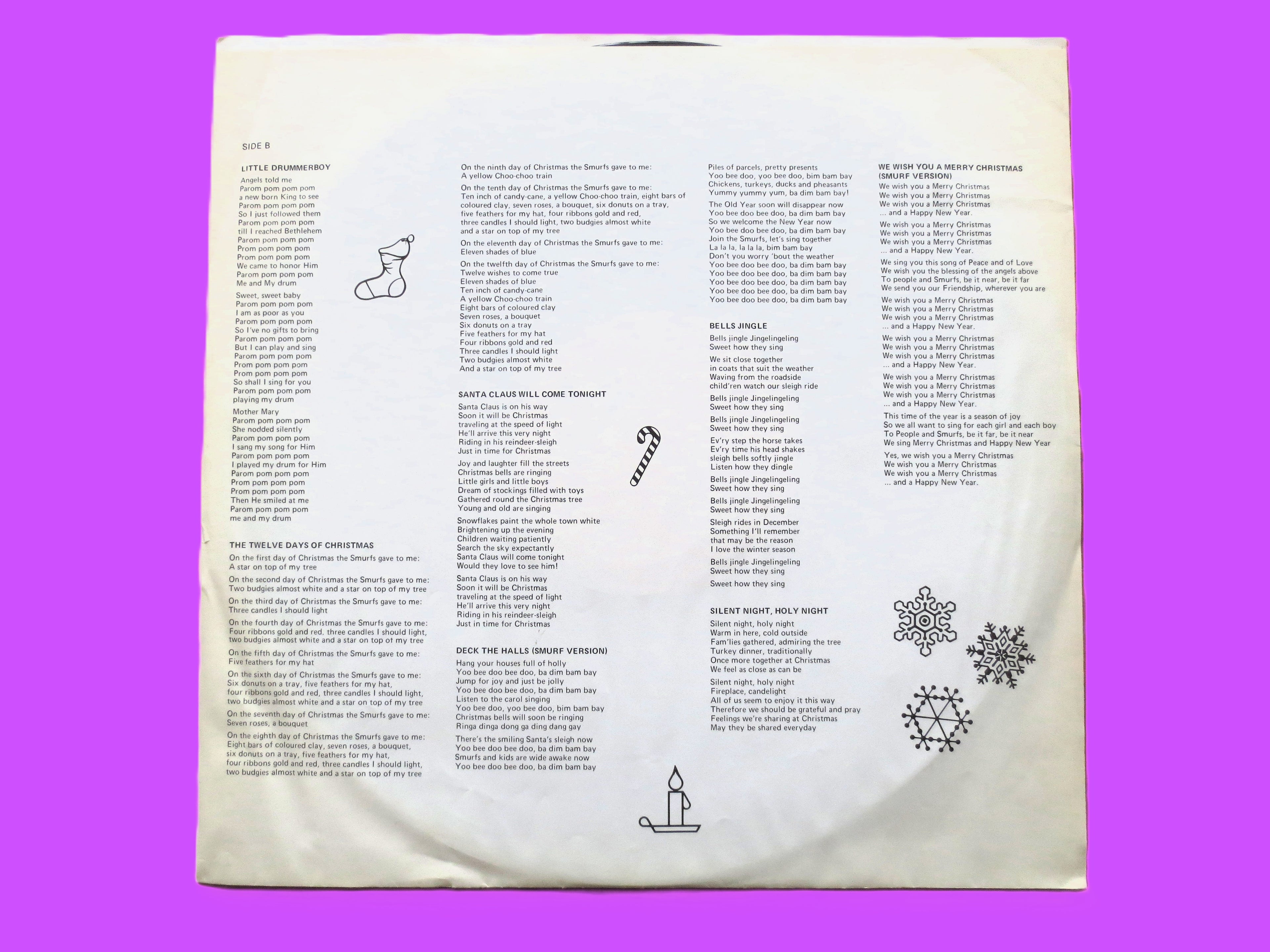The SMURFS, MERRY CHRISTMAS, Vinyl Record, 1983 Kids Lp, Smurfs Album