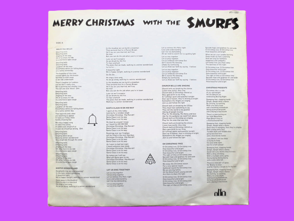 The SMURFS, MERRY CHRISTMAS, Vinyl Record, 1983 Kids Lp, Smurfs Album