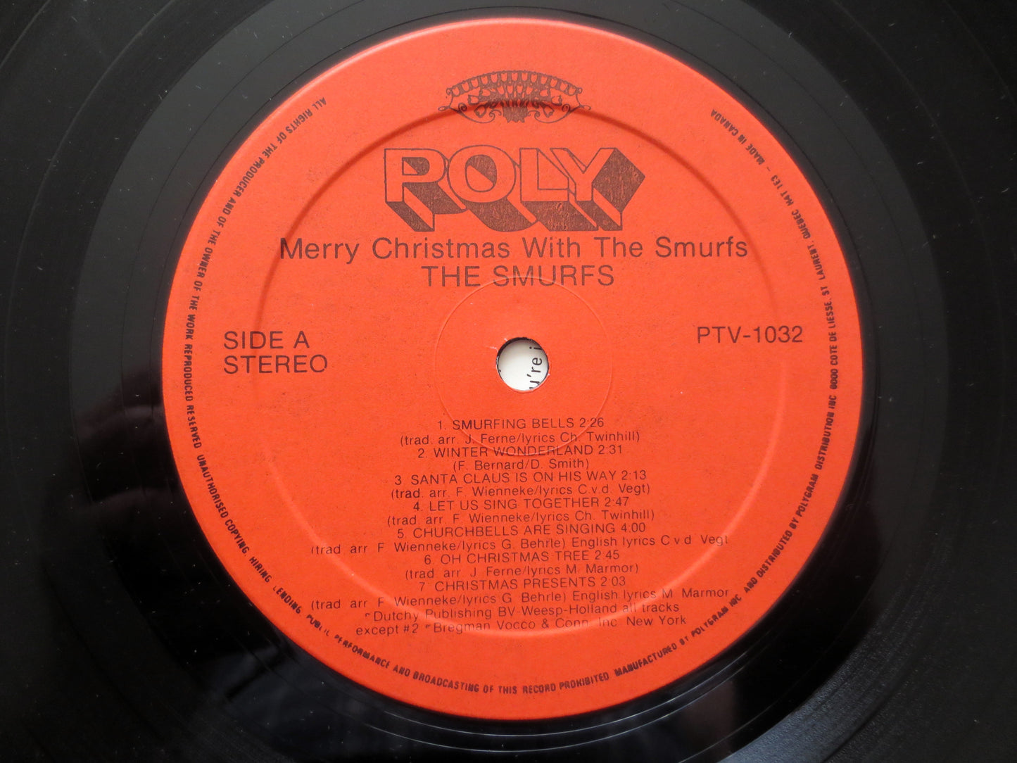 The SMURFS, MERRY CHRISTMAS, Vinyl Record, 1983 Kids Lp, Smurfs Album