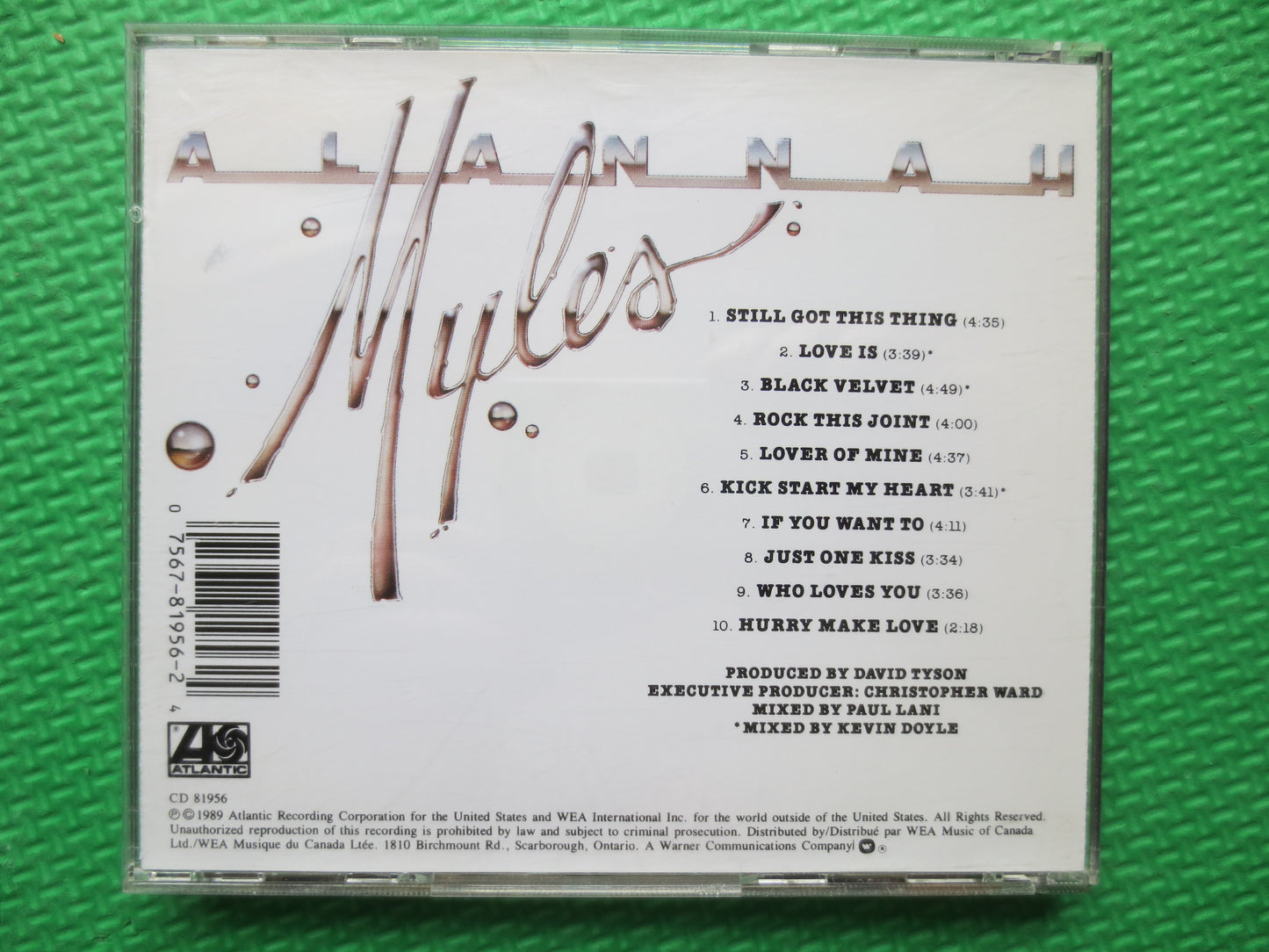 ALANNAH MYLES, Alannah Myles Cd, Alannah Myles Album, Rock Cd, Rock Music Cd, Black Velvet, Alannah Myles Lp, 1989 Compact Disc