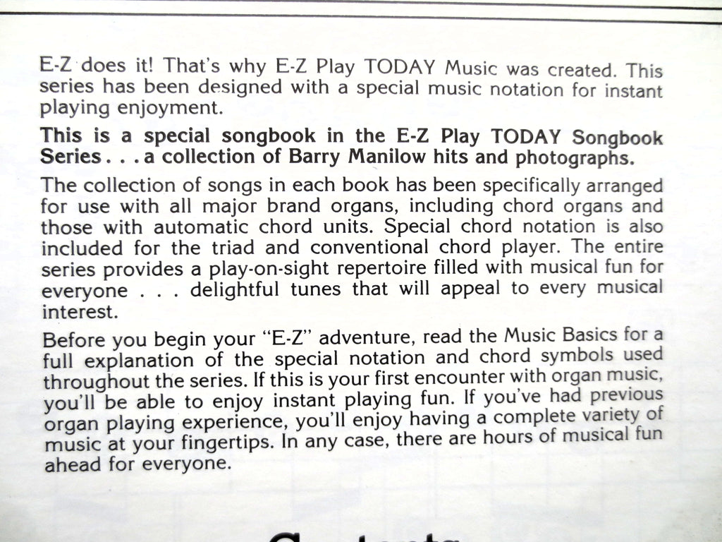 Barry Manilow – Sheet Music Songbook (1979)