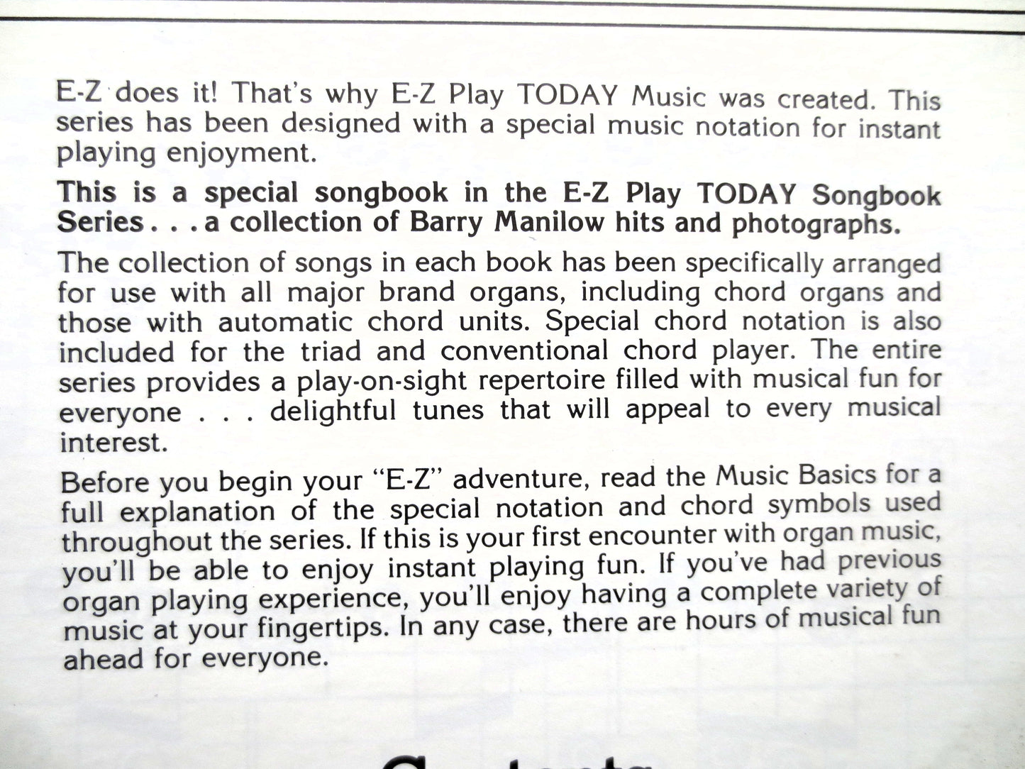 BARRY MANILOW, SHEET Music, Vintage Songbook, 1979 Music Book