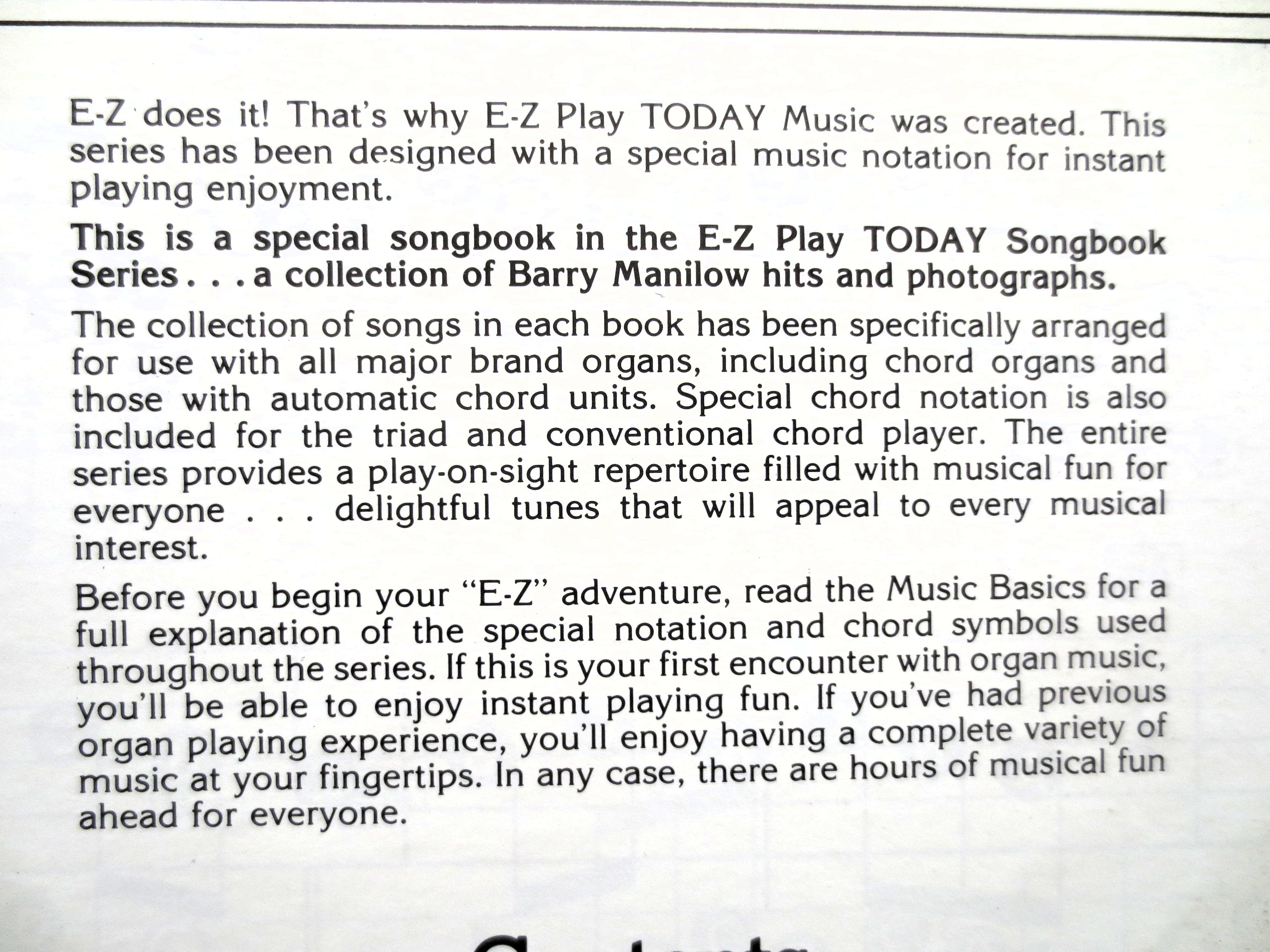 Barry Manilow – Sheet Music Songbook (1979)