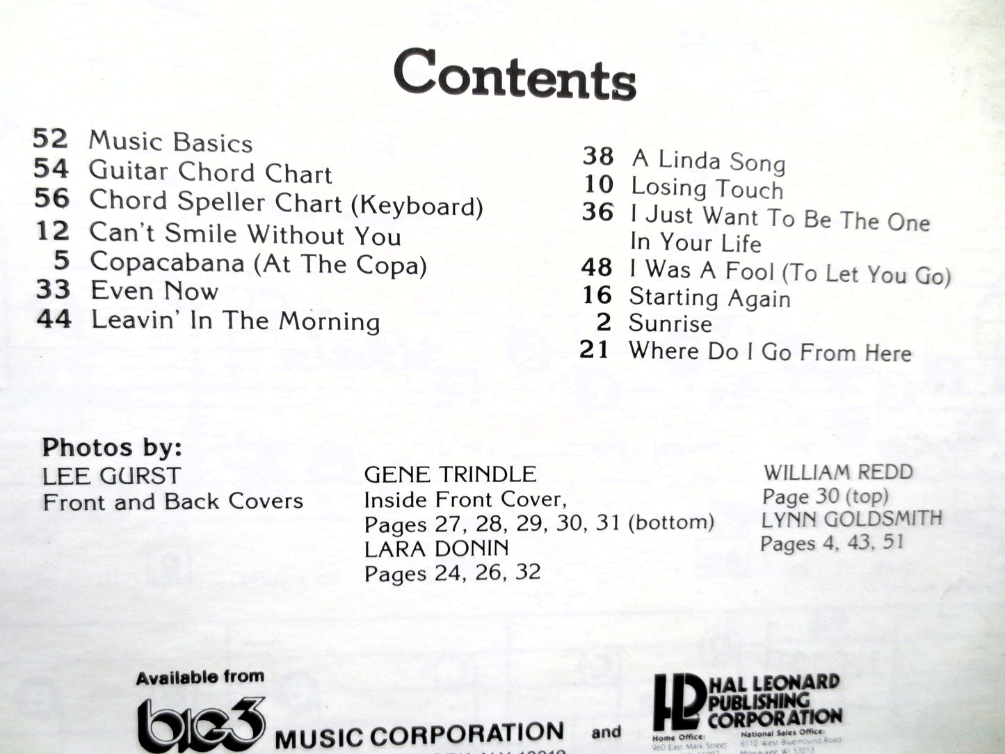 BARRY MANILOW, SHEET Music, Vintage Songbook, 1979 Music Book