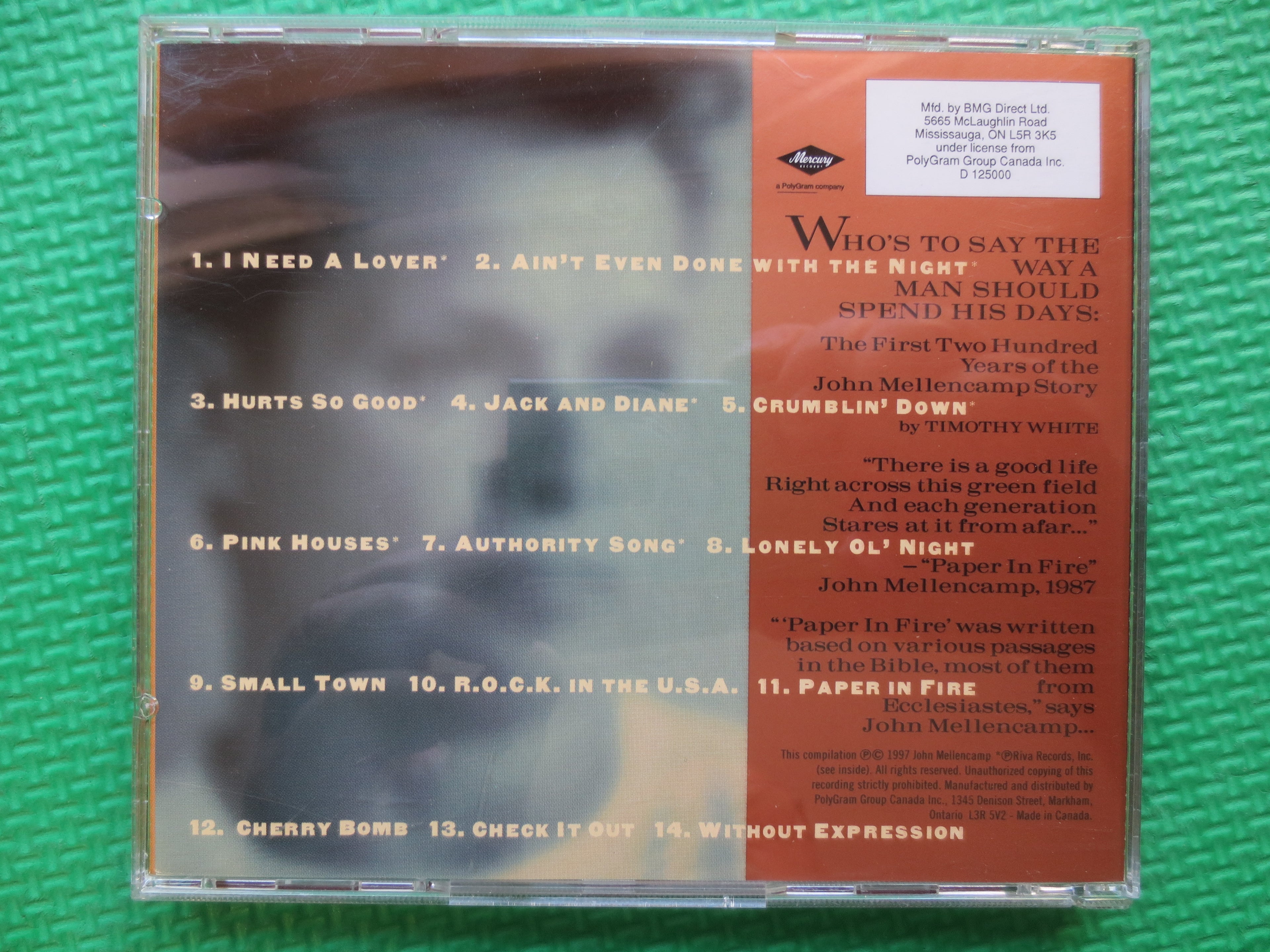 JOHN MELLENCAMP, The Best That I Could Do, 1978-1988, John Cougar, 1997 Compact Disc, Vintage Cd