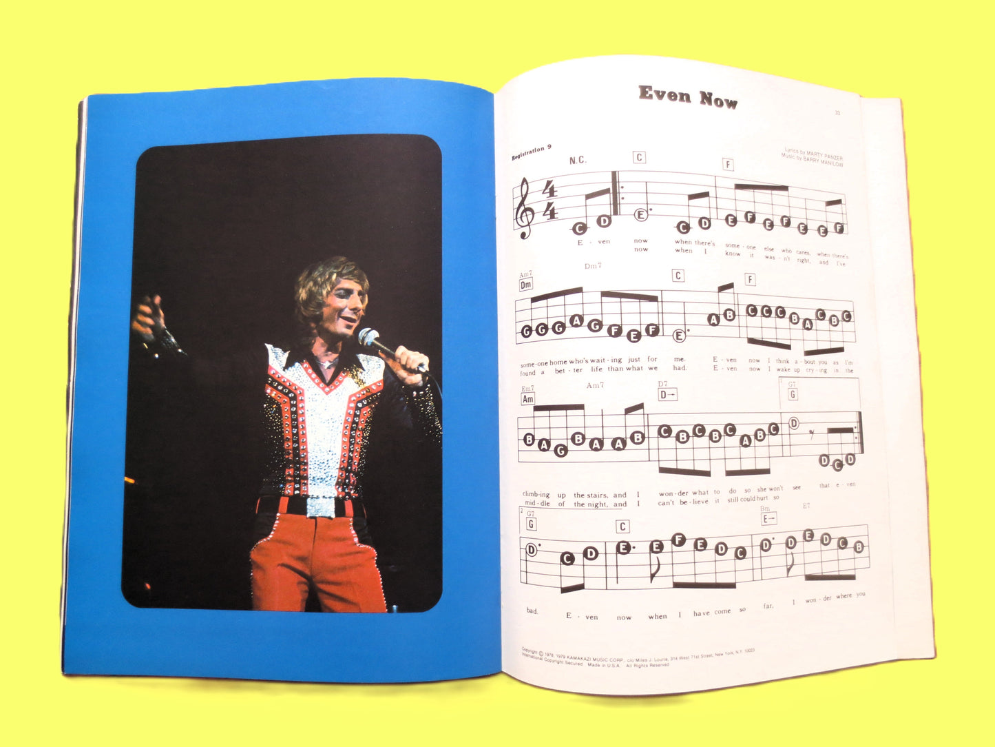 BARRY MANILOW, SHEET Music, Vintage Songbook, 1979 Music Book