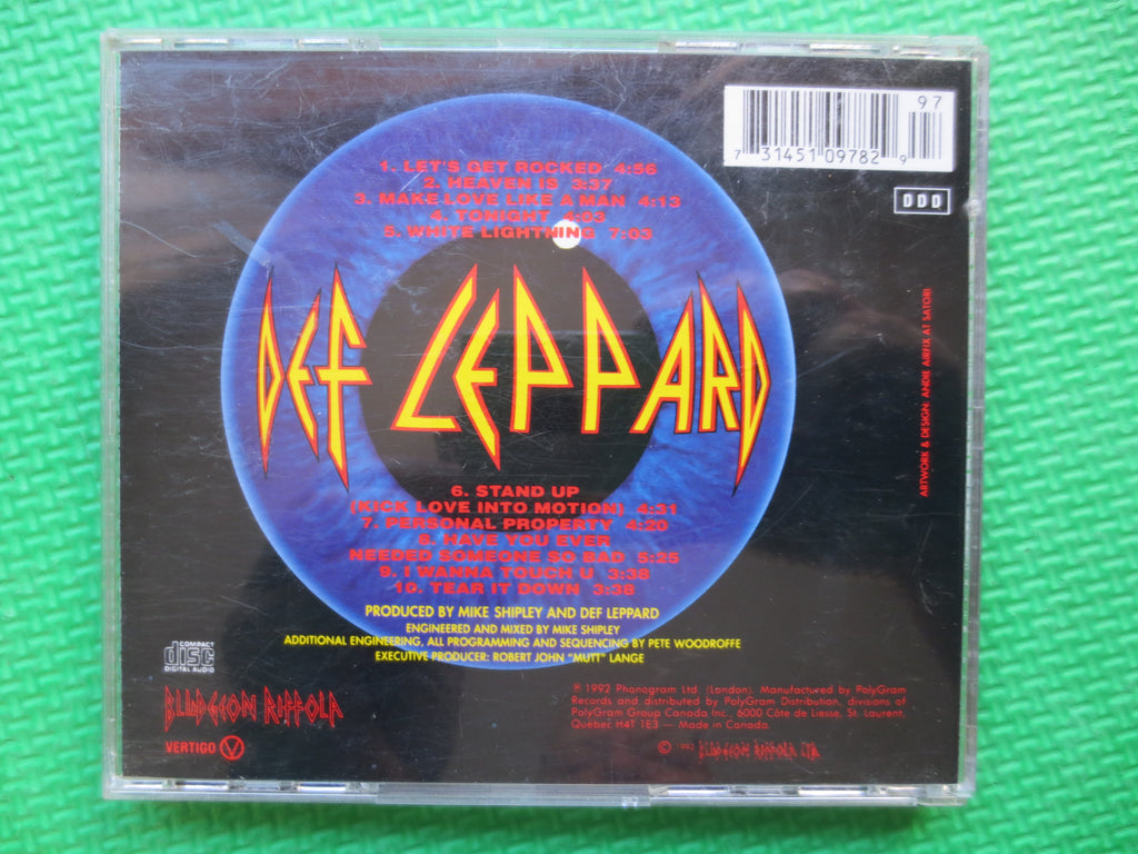 DEF LEPPARD, ADRENALIZE, Rock Album, 1992 Compact Disc, Vintage Cd