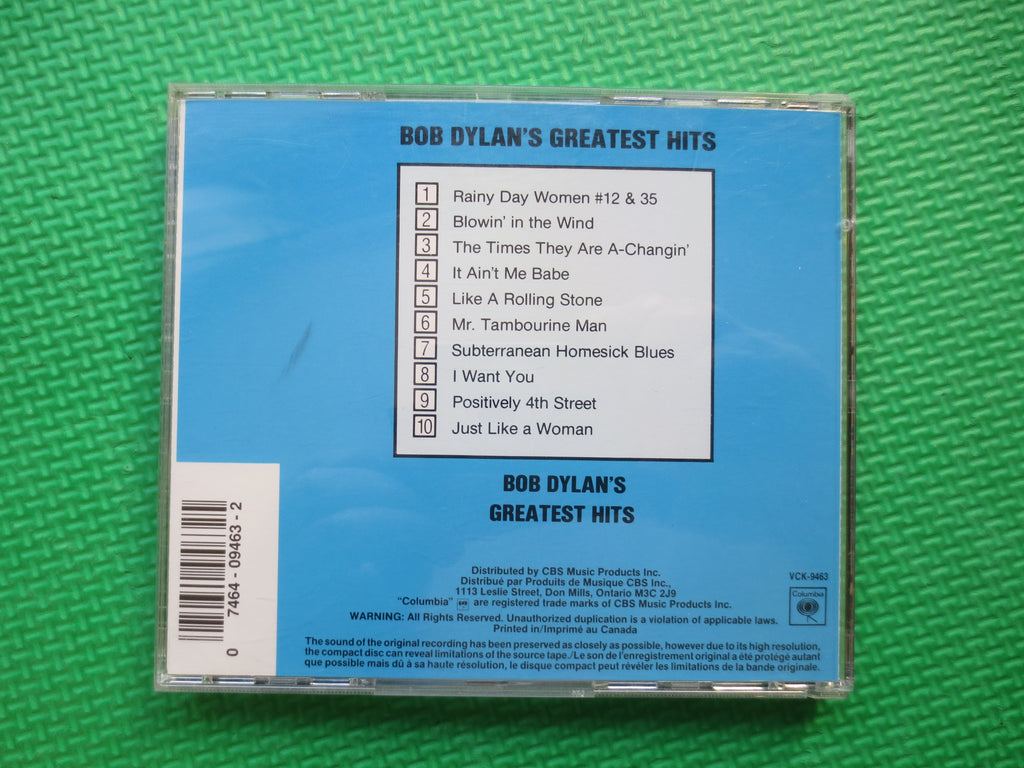BOB DYLAN, Greatest Hits, Bob Dylan Cd, Bob Dylan Lp, Bob Dylan Album, Bob Dylan Record, Pop Music Cd, Cds, 1993 Compact Disc