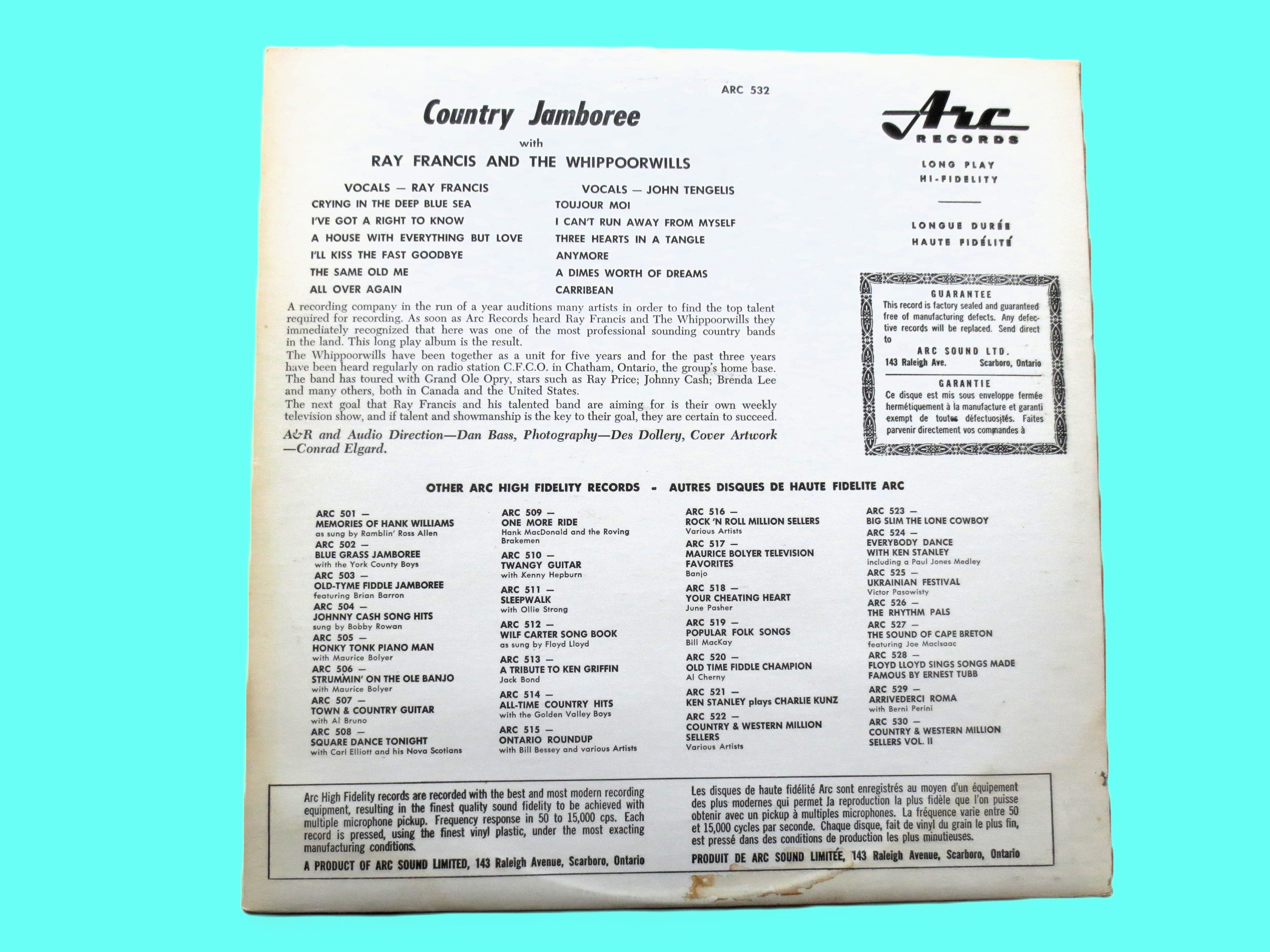RAY FRANCIS and The WHIPPOORWILLS, Country Jamboree, Vintage Album, 1963 Record, Vinyl Lp