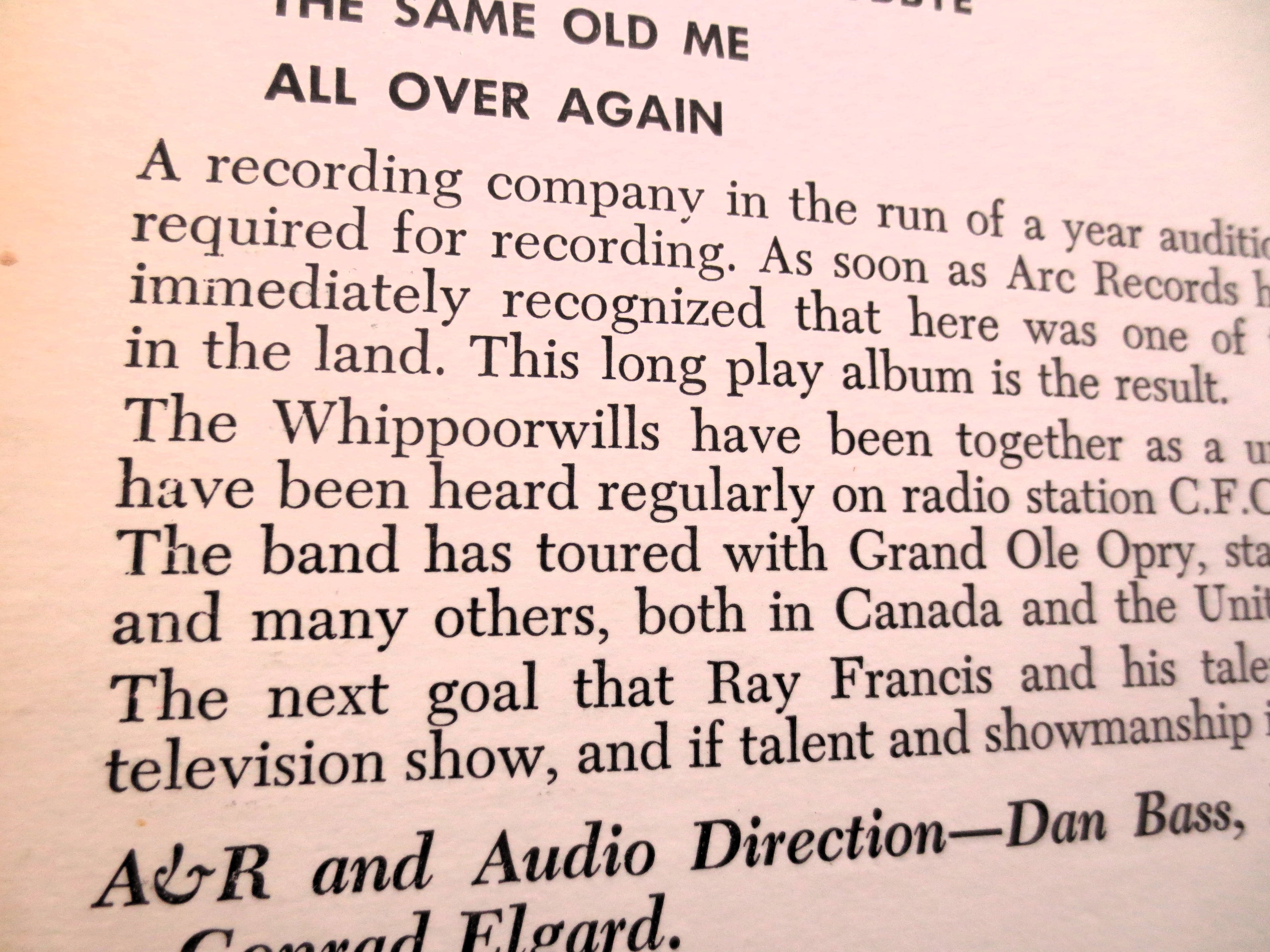 RAY FRANCIS and The WHIPPOORWILLS, Country Jamboree, Vintage Album, 1963 Record, Vinyl Lp
