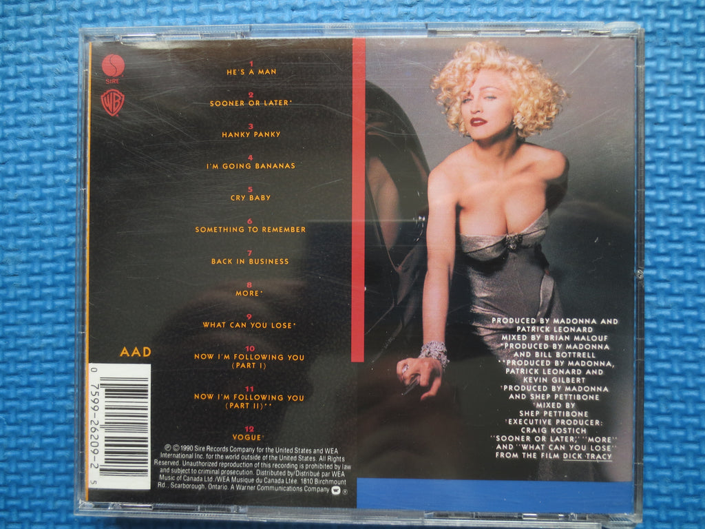 MADONNA, I'm Breathless, Dick Tracy Soundtrack, 1990 Compact Disc, Vintage Cd
